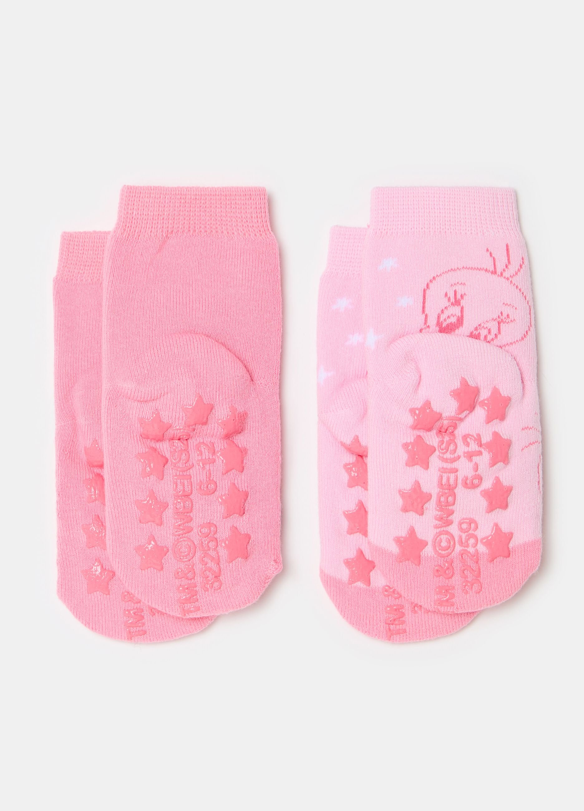 Two-pair pack slipper socks with Tweetie Pie design