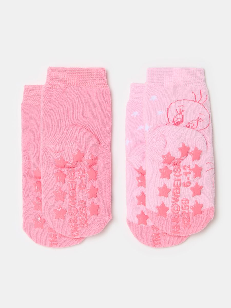 Two-pair pack slipper socks with Tweetie Pie design_1