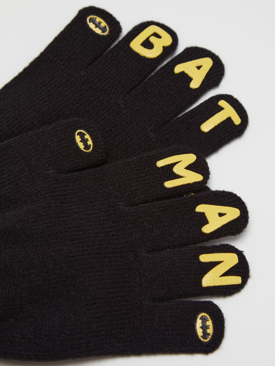 Knit gloves with Batman print_2