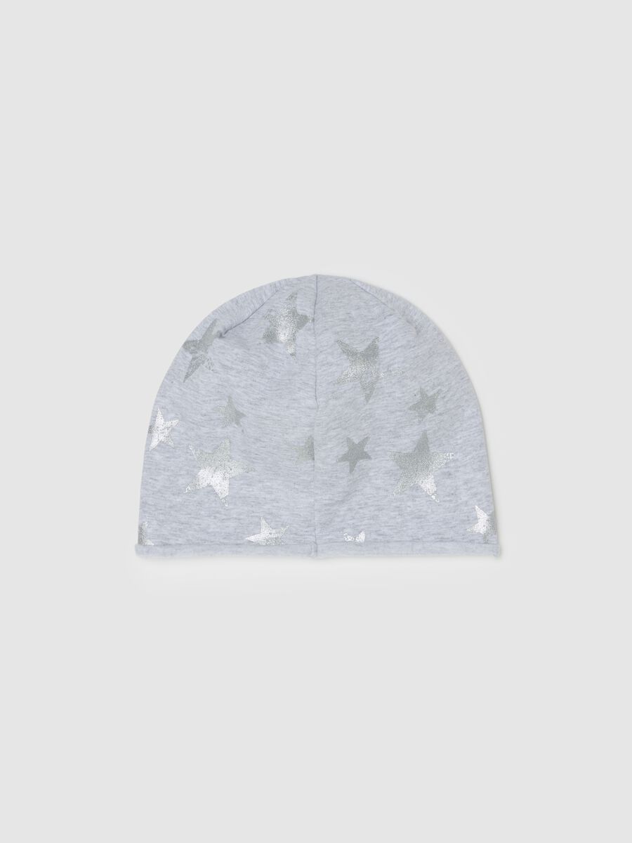 Organic cotton fleece hat with stars print_1