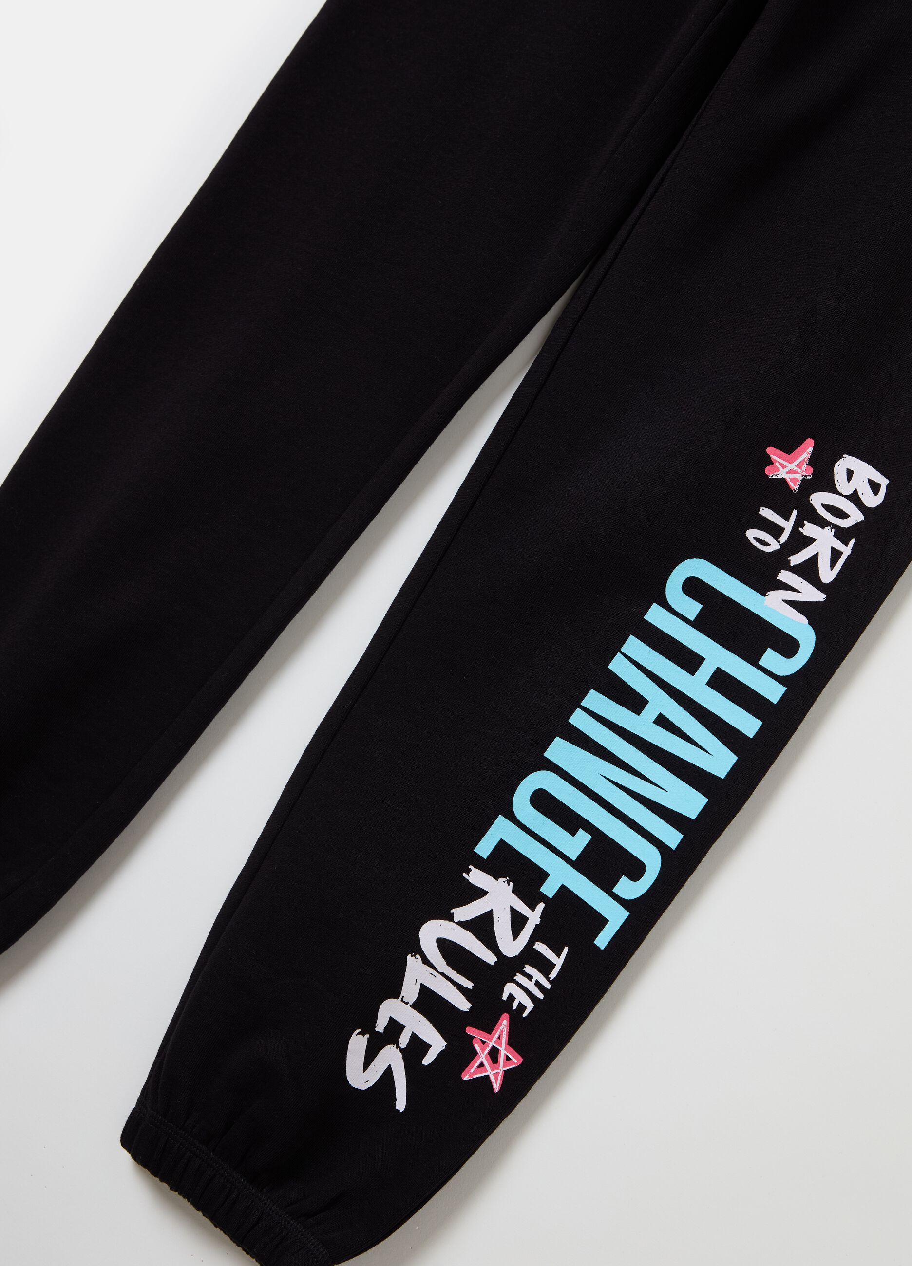 Joggers in fleece with elasticated edging and print