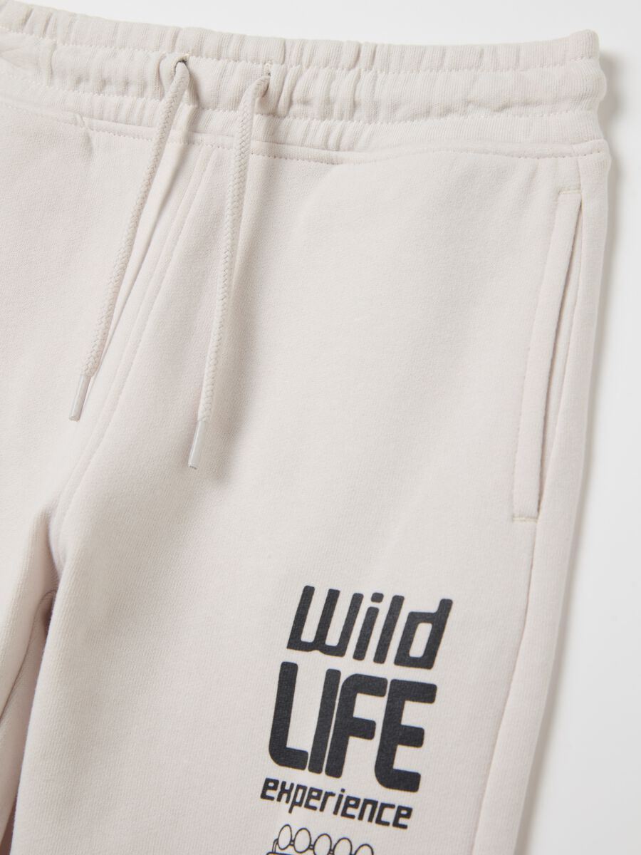 Fleece joggers with drawstring and lettering print_2