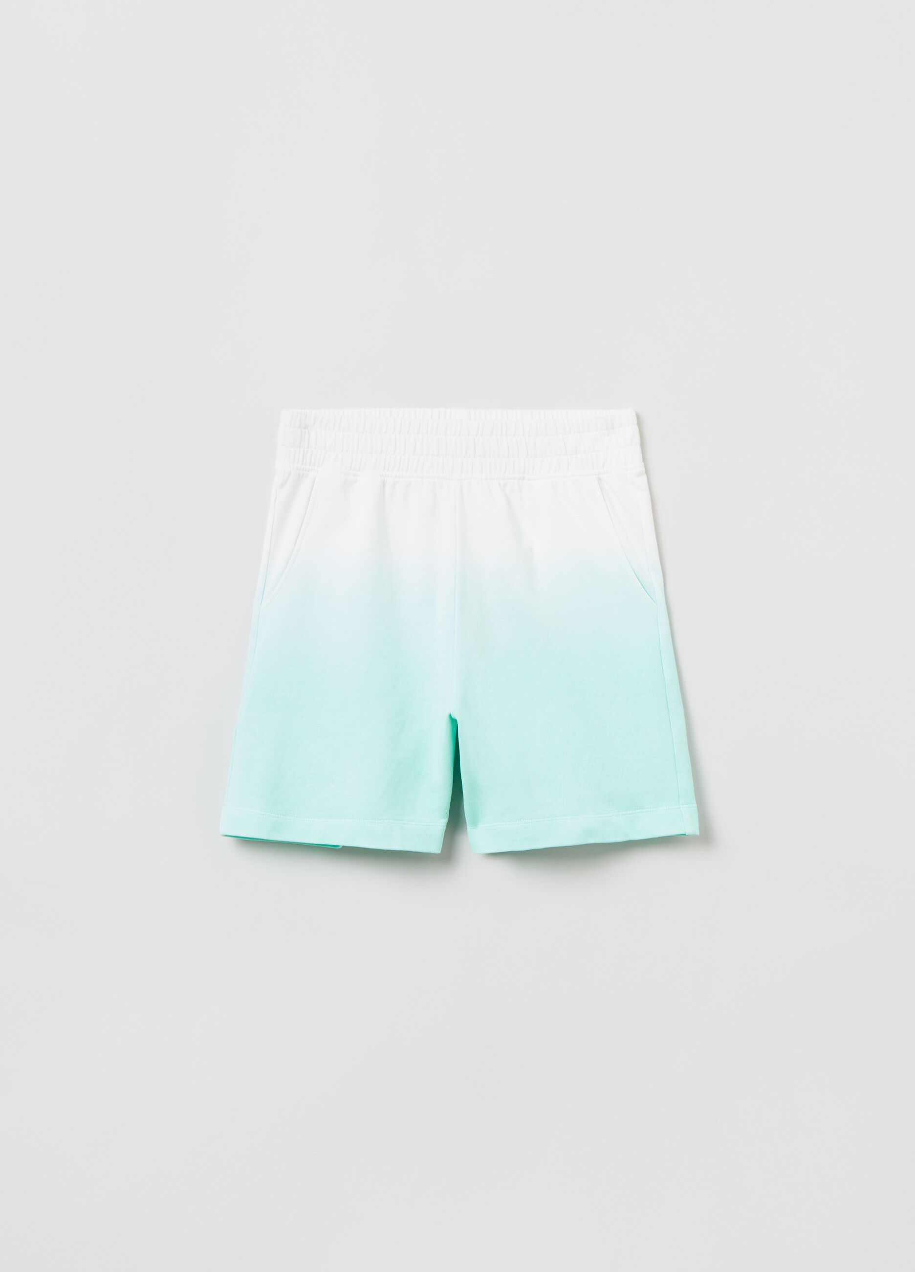 Cotton shorts with dip-dye pattern
