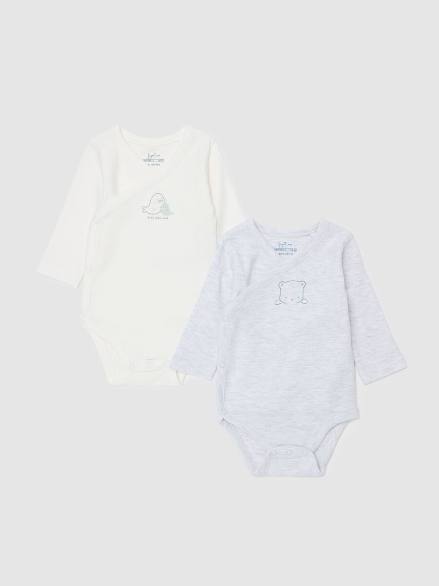 Two-pack organic cotton bodysuits with animals print_0