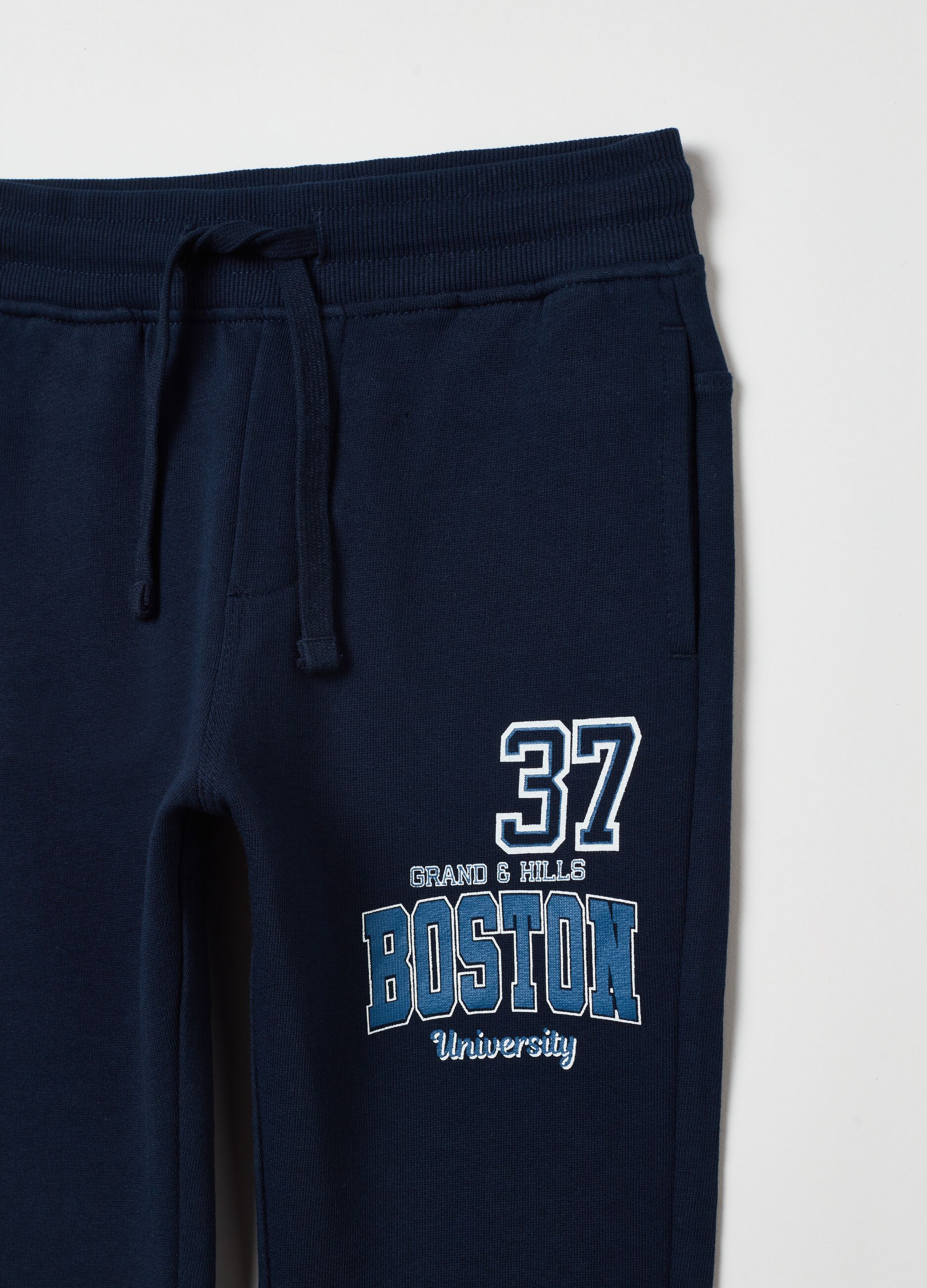 Fleece joggers with drawstring and print