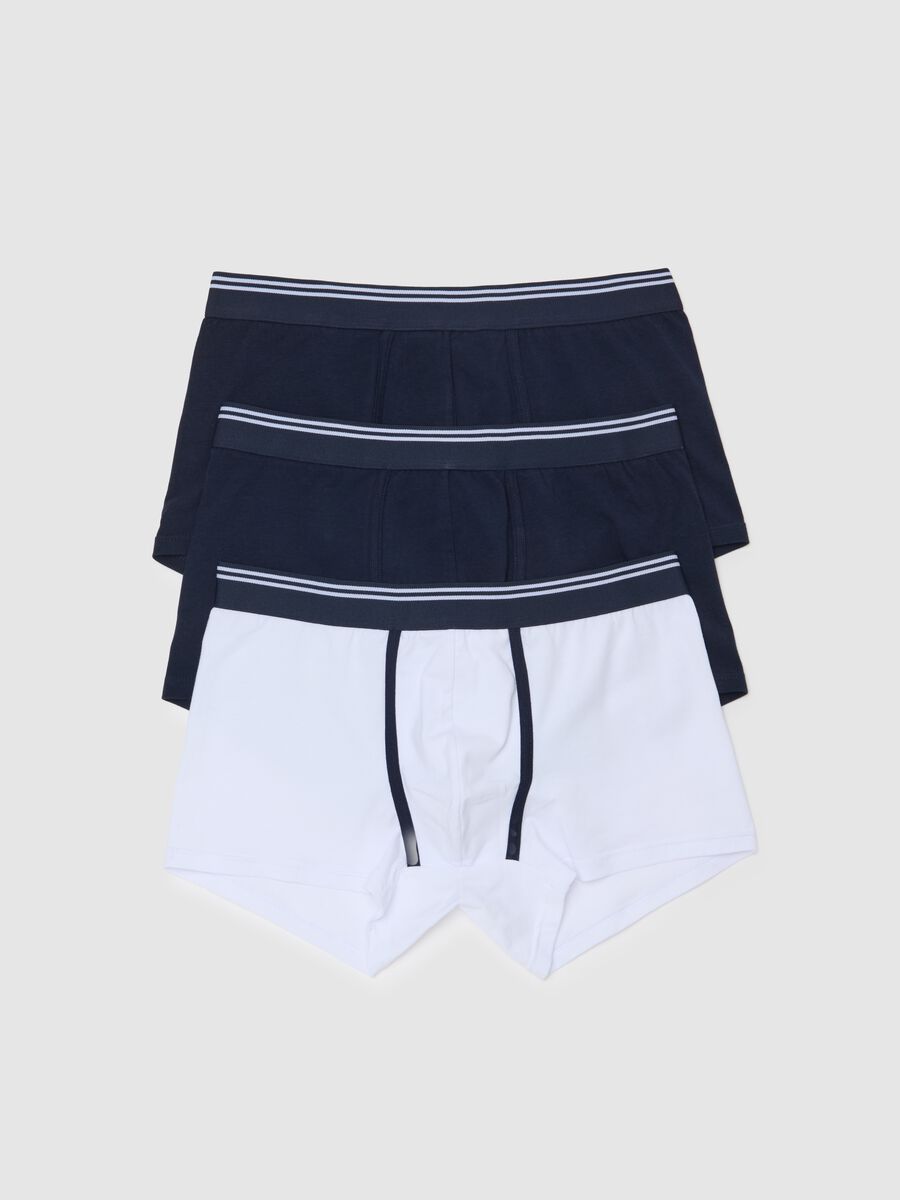 Three-pack boxer shorts in stretch organic cotton with striped edging_0