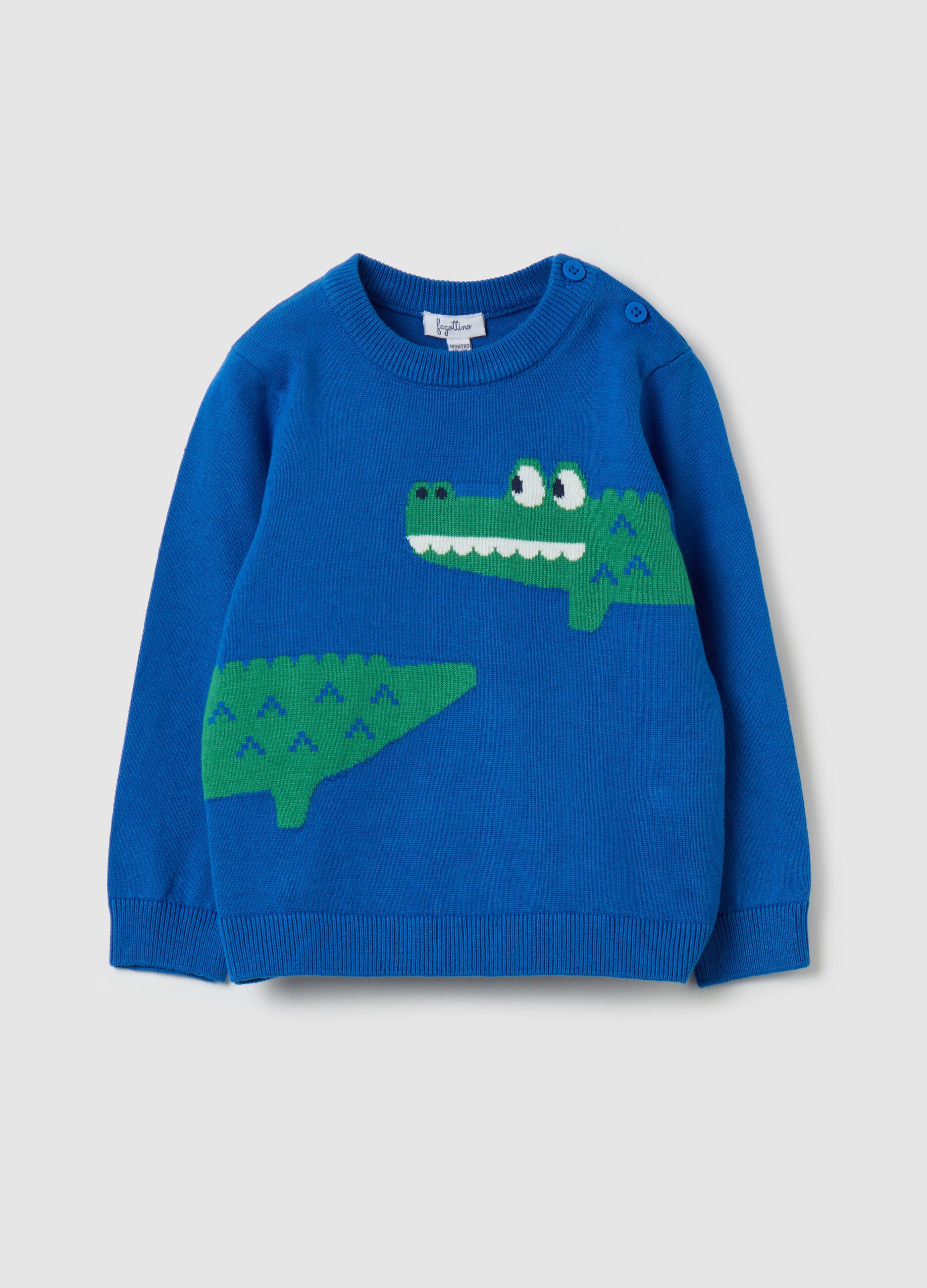 Cotton pullover with crocodile design