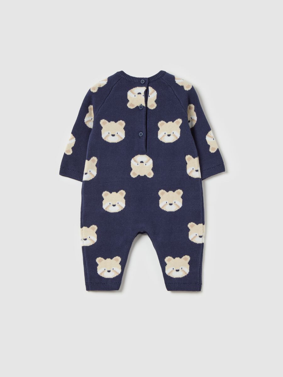 Organic cotton onesie with jacquard teddy bears_1