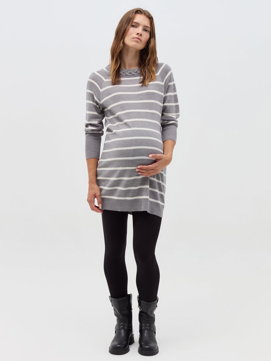 Striped maternity mini dress_0