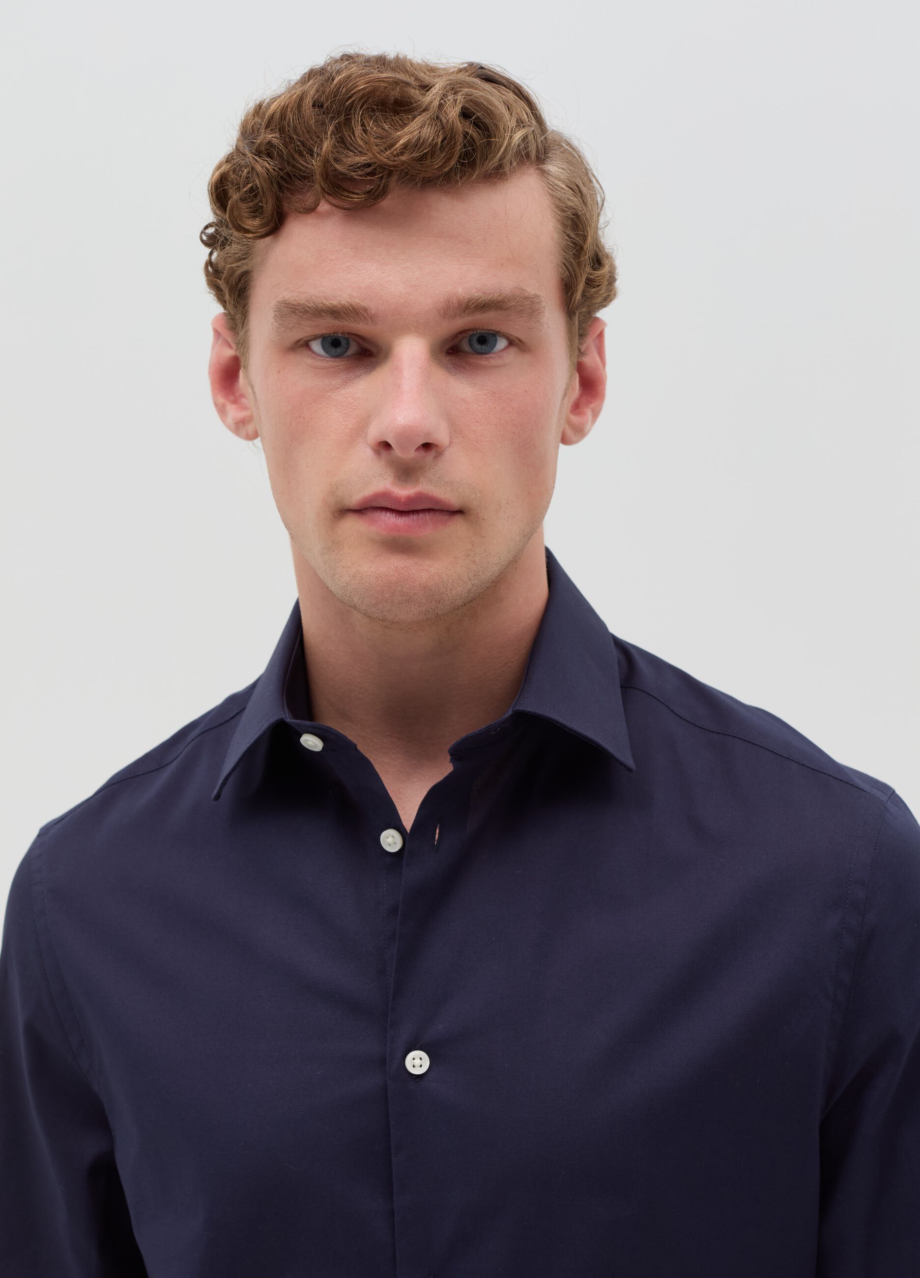 Regular-fit shirt in stretch cotton