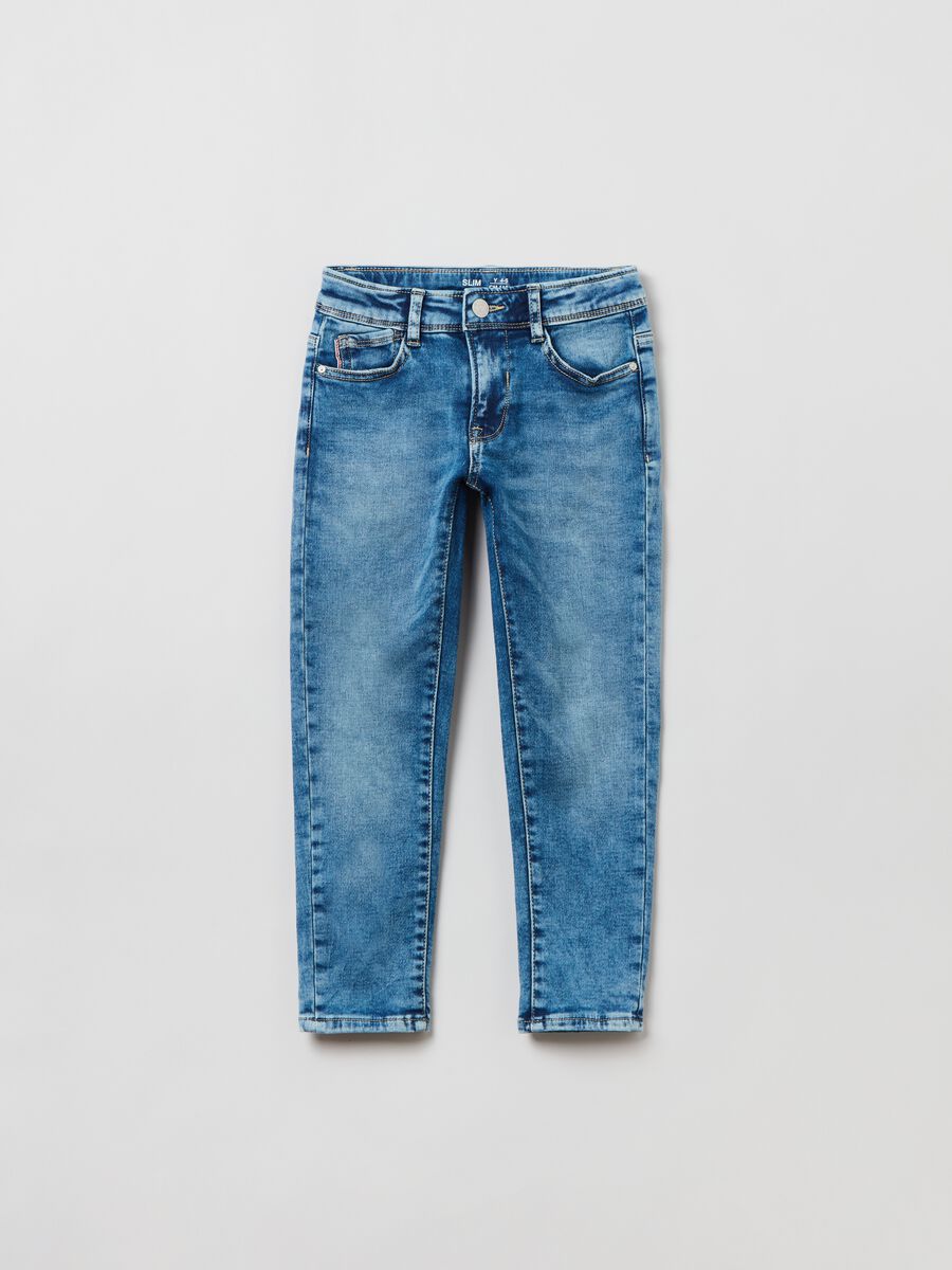 Jeans slim fit effetto acid wash_0
