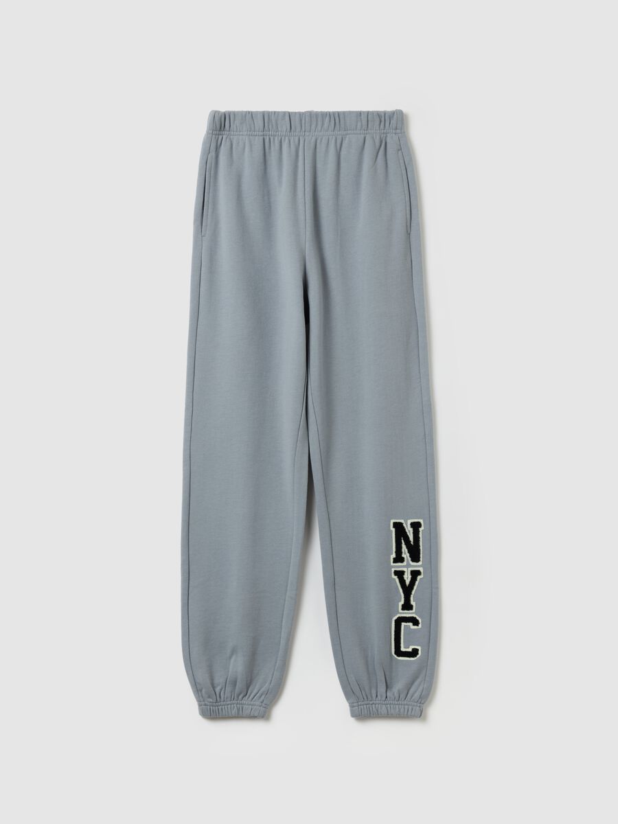 Joggers with "NYC" bouclé embroidery_0