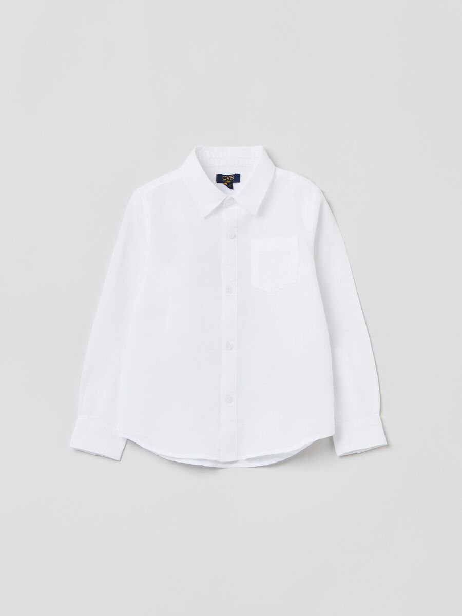 Linen and cotton shirt with top pocket_0