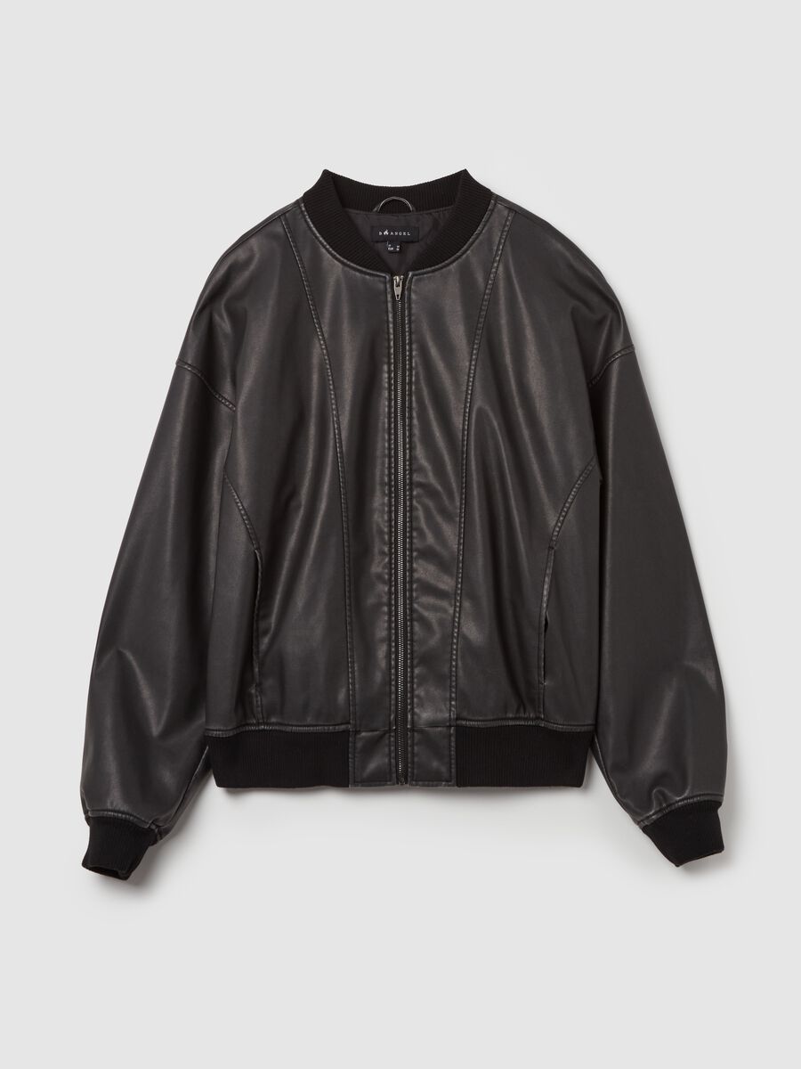 Glossy-effect biker bomber jacket_4