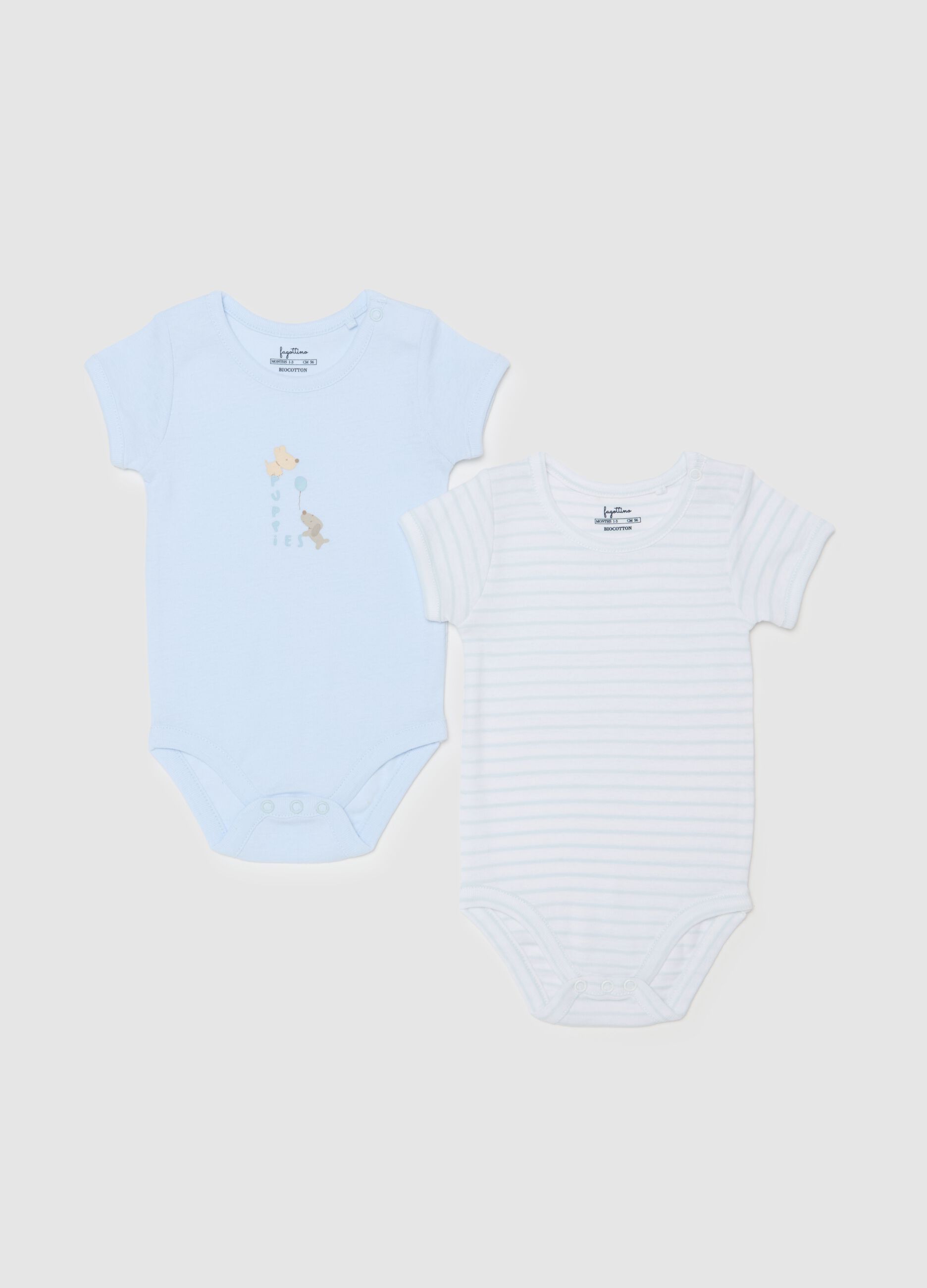 Two-pack striped bodysuits in organic cotton