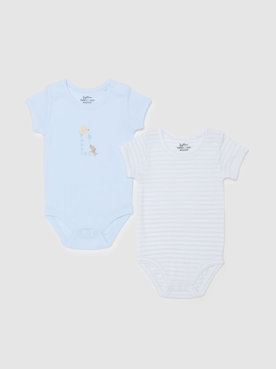 Two-pack striped bodysuits in organic cotton_0