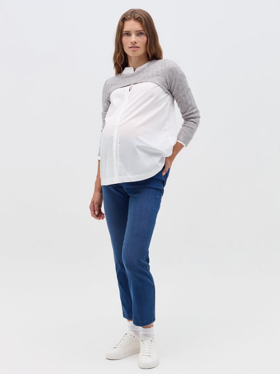 Maternity crop T-shirt with flat ribbing_0