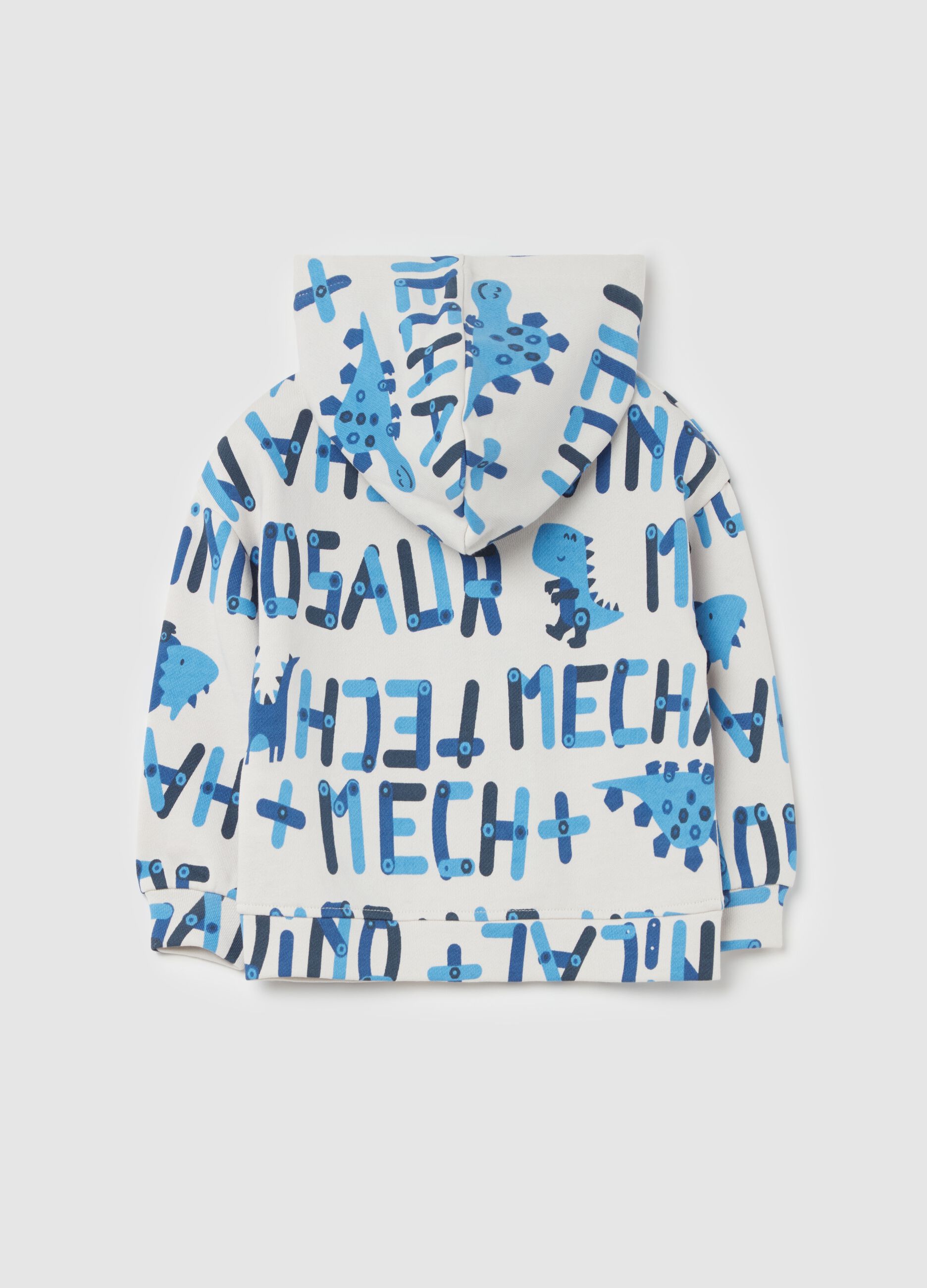 Full-zip sweatshirt with hood and "Mechanosaur” print