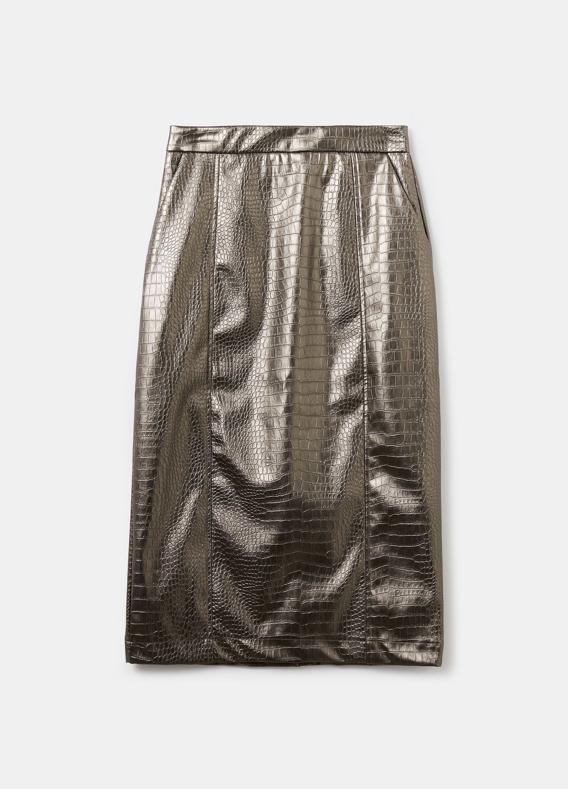 Longuette skirt with animal print texture