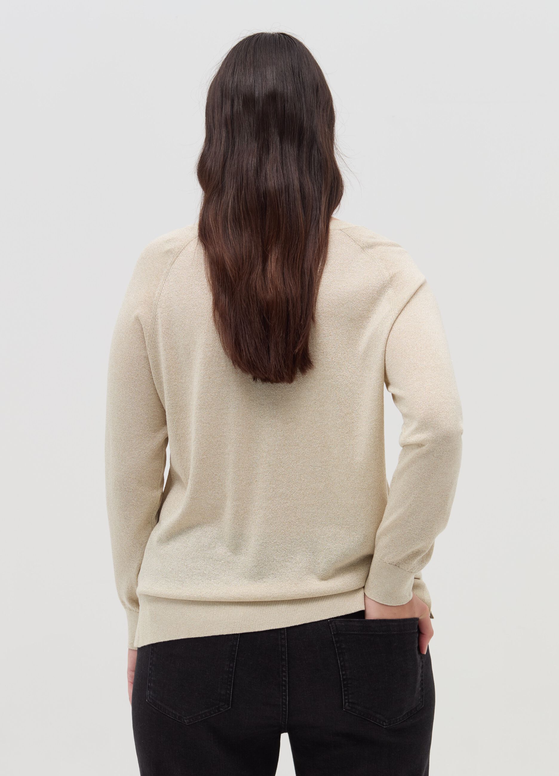 Curvy lurex pullover with raglan sleeves