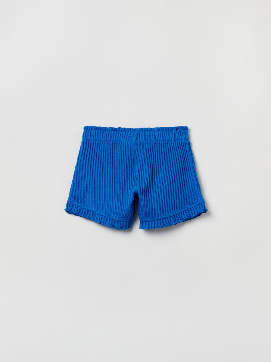 Shorts in textured fabric with ribbing_1