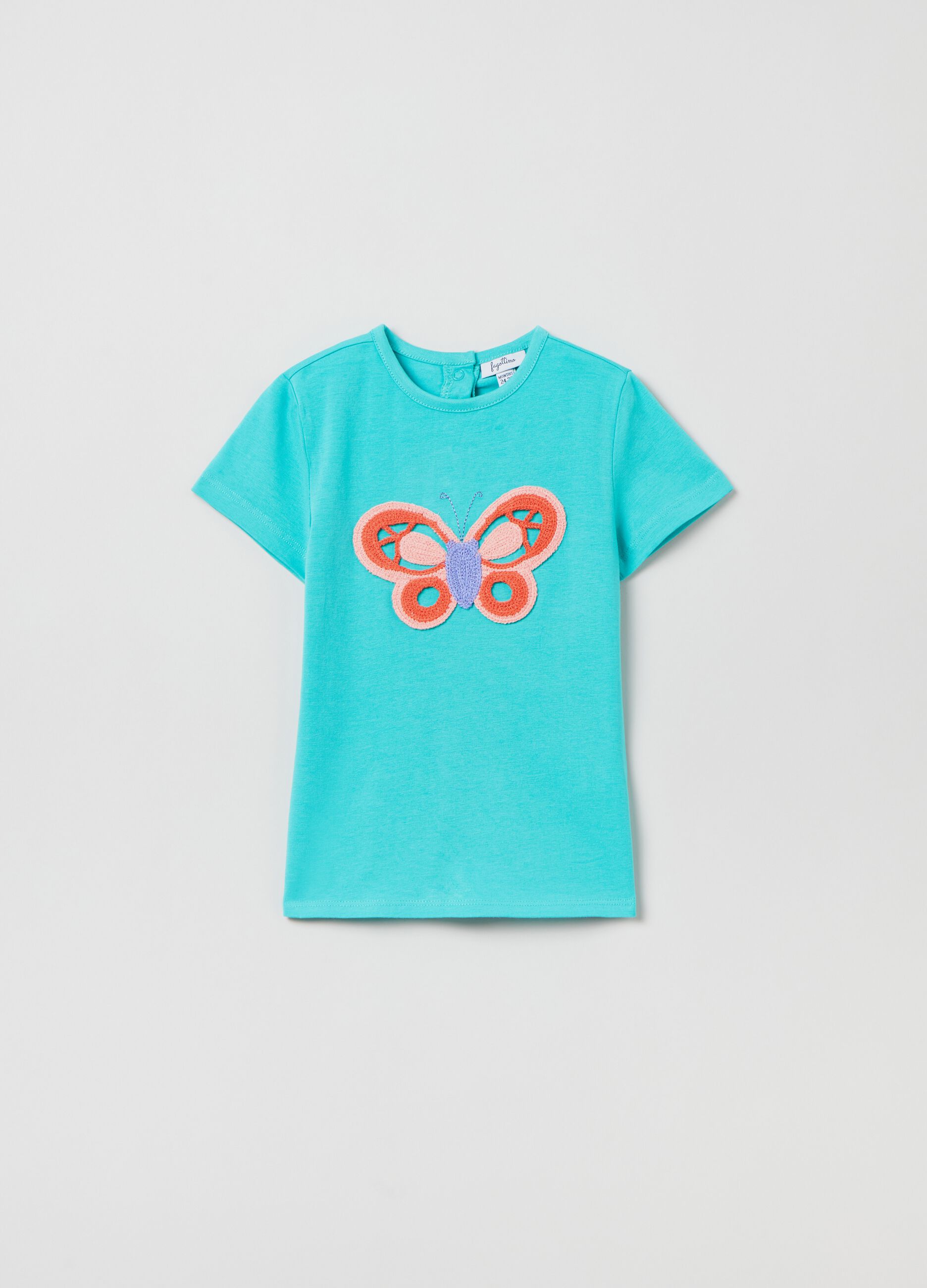 T-shirt with crochet butterfly
