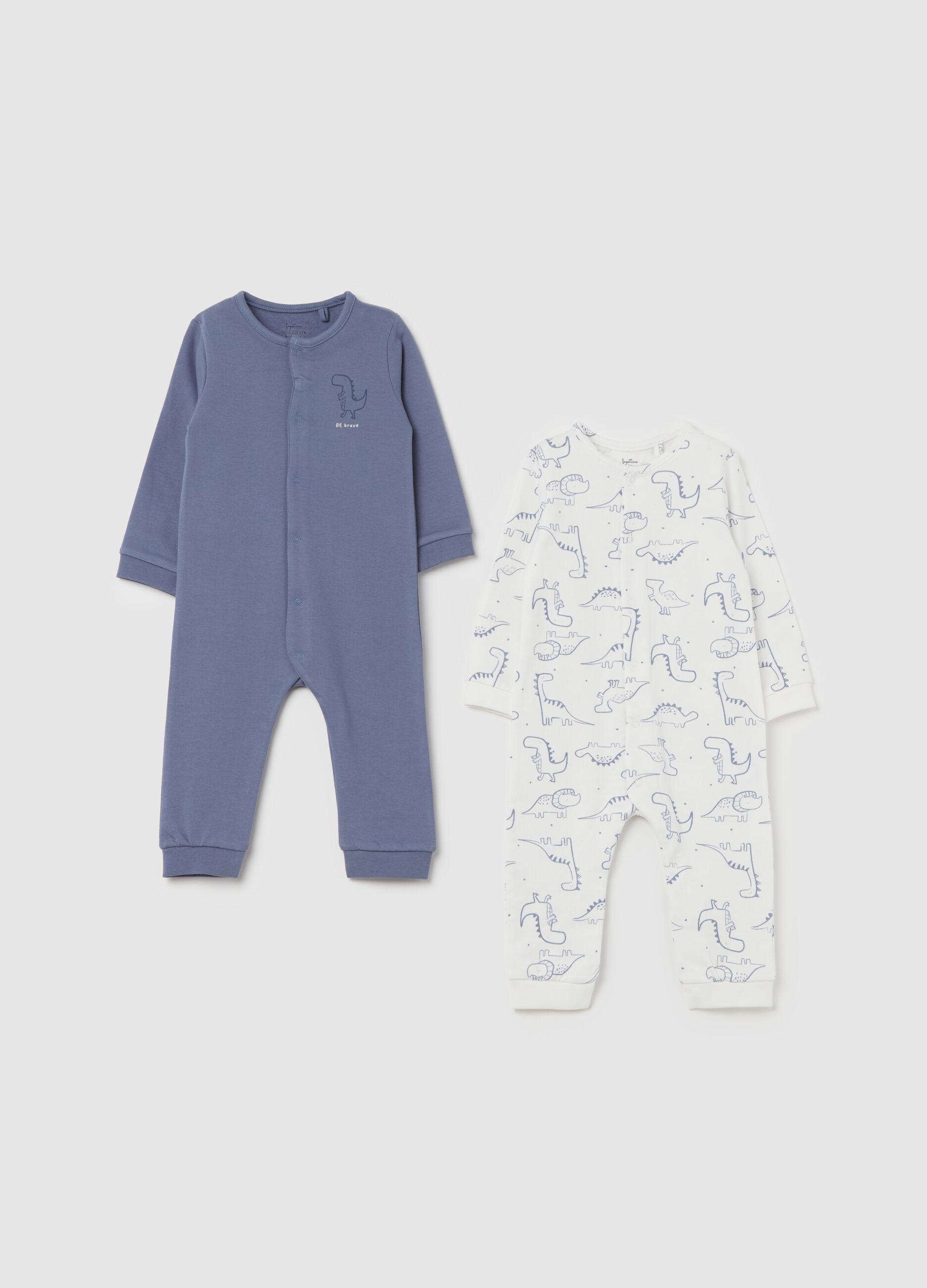 Two-pack organic cotton onesies with dinosaurs print