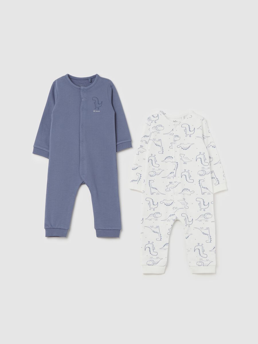 Two-pack organic cotton onesies with dinosaurs print_0