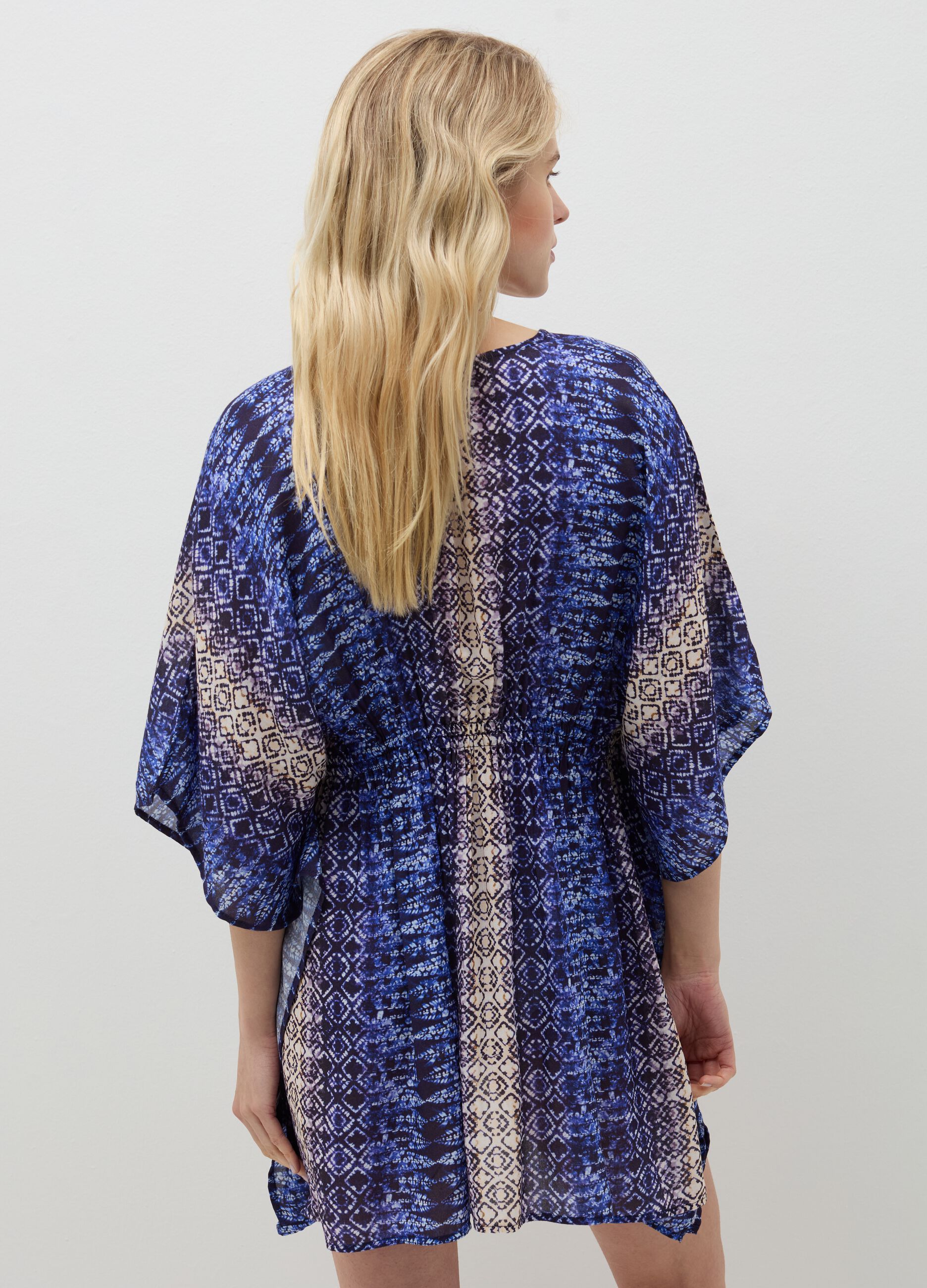 Patterned poncho cover-up