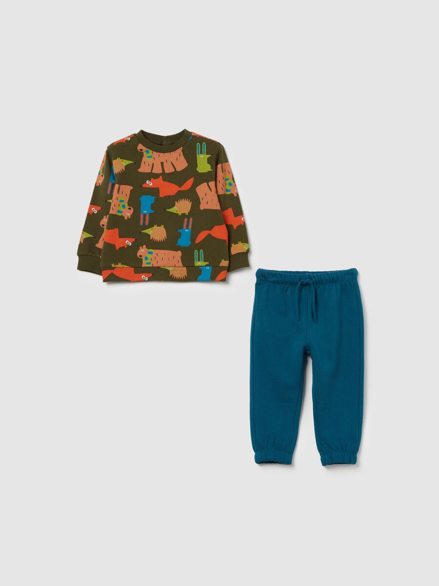 Cotton jogging set with forest animals print_0