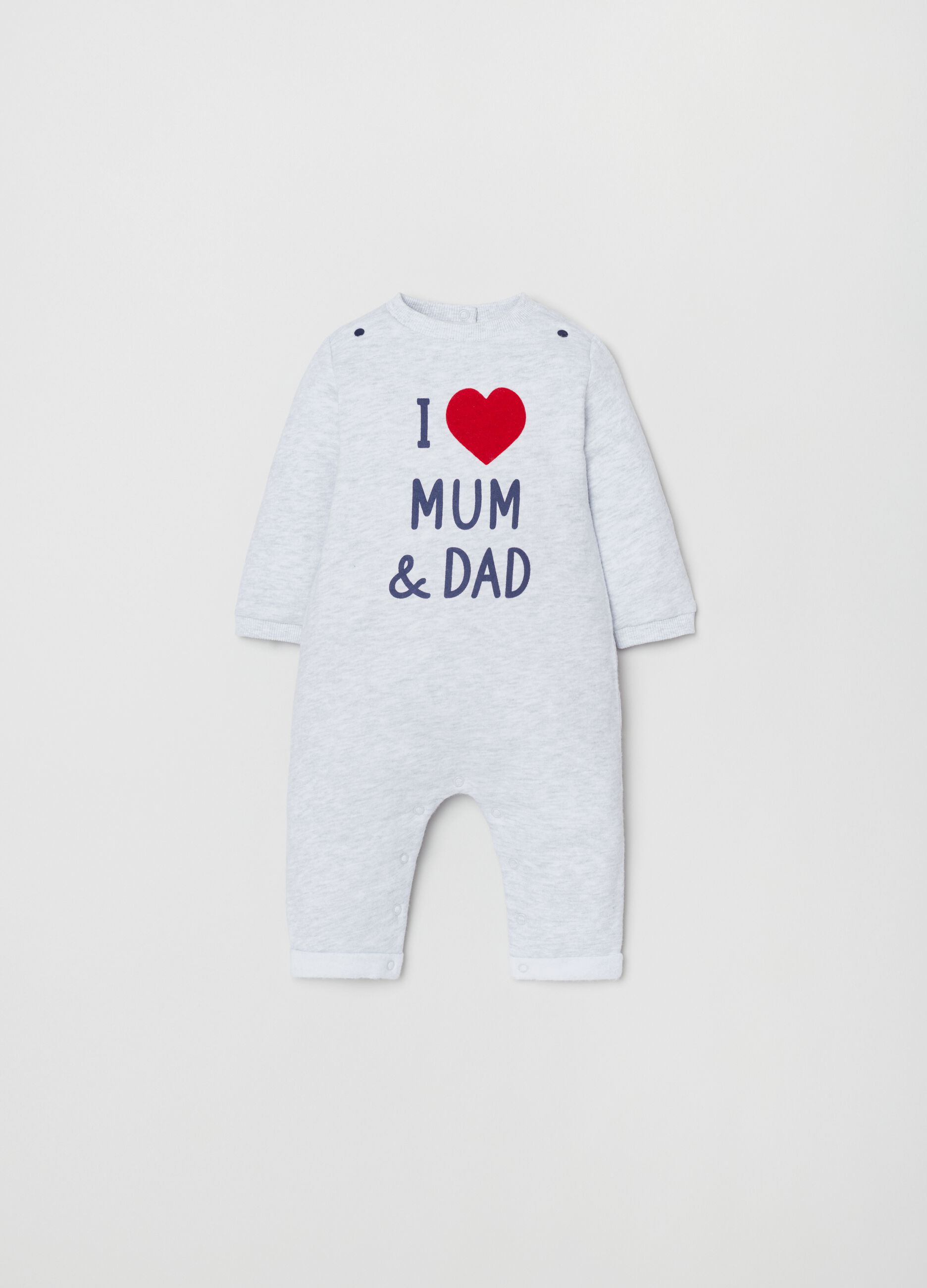 Jersey onesie with embroidered lettering