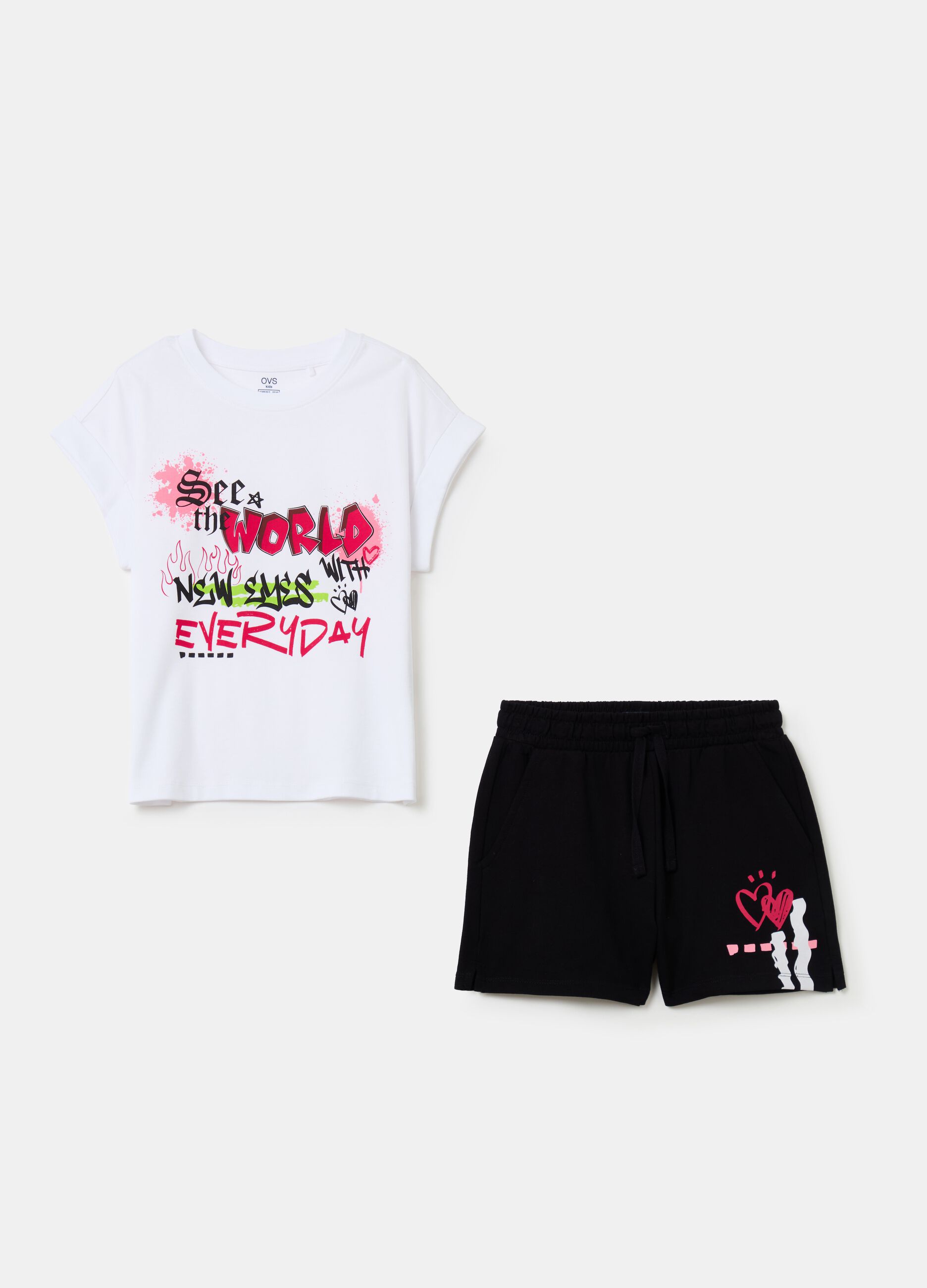 Jogging set t-shirt e shorts con stampa