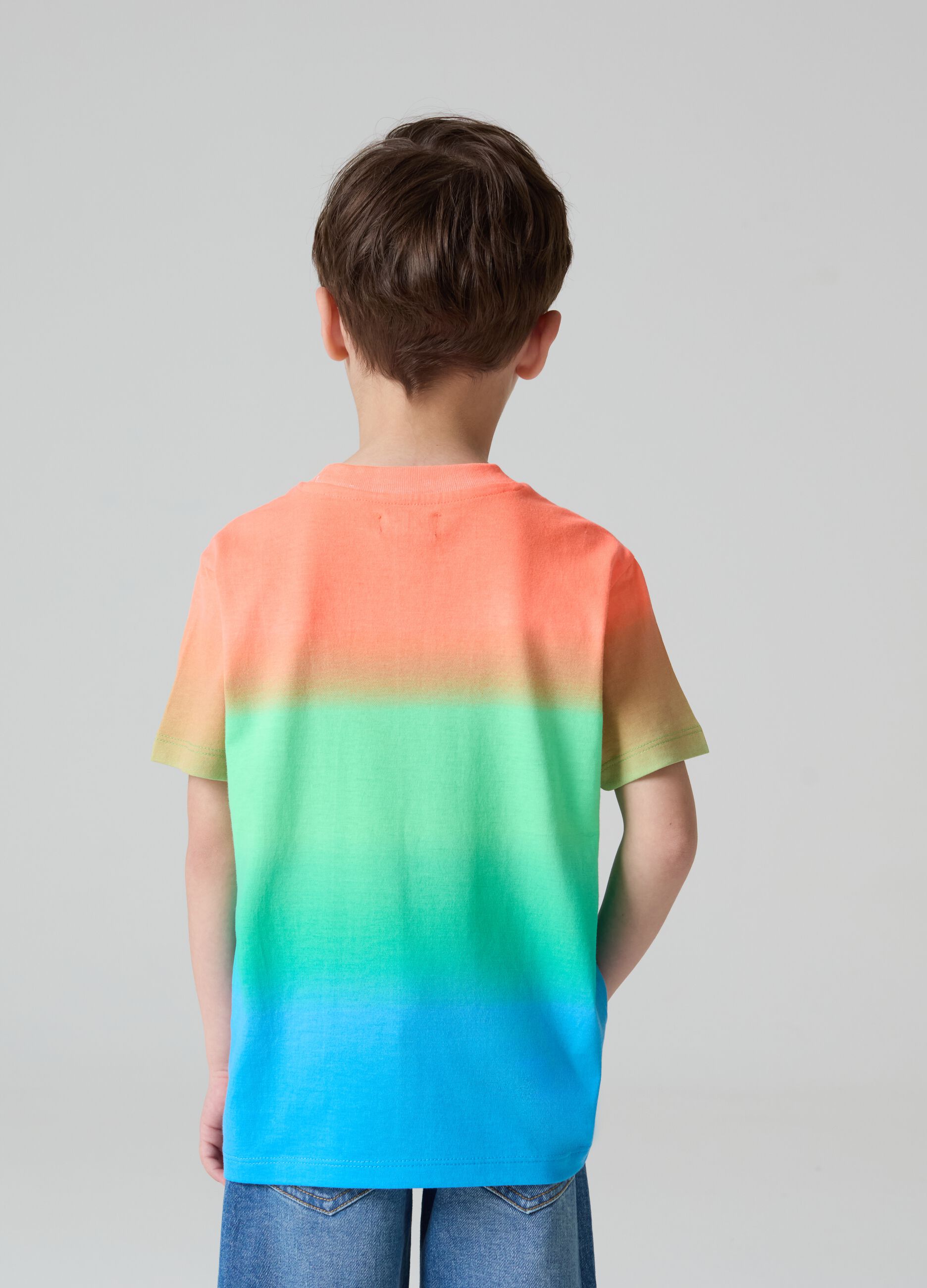 T-shirt in cotone Dip Dye con ricamo