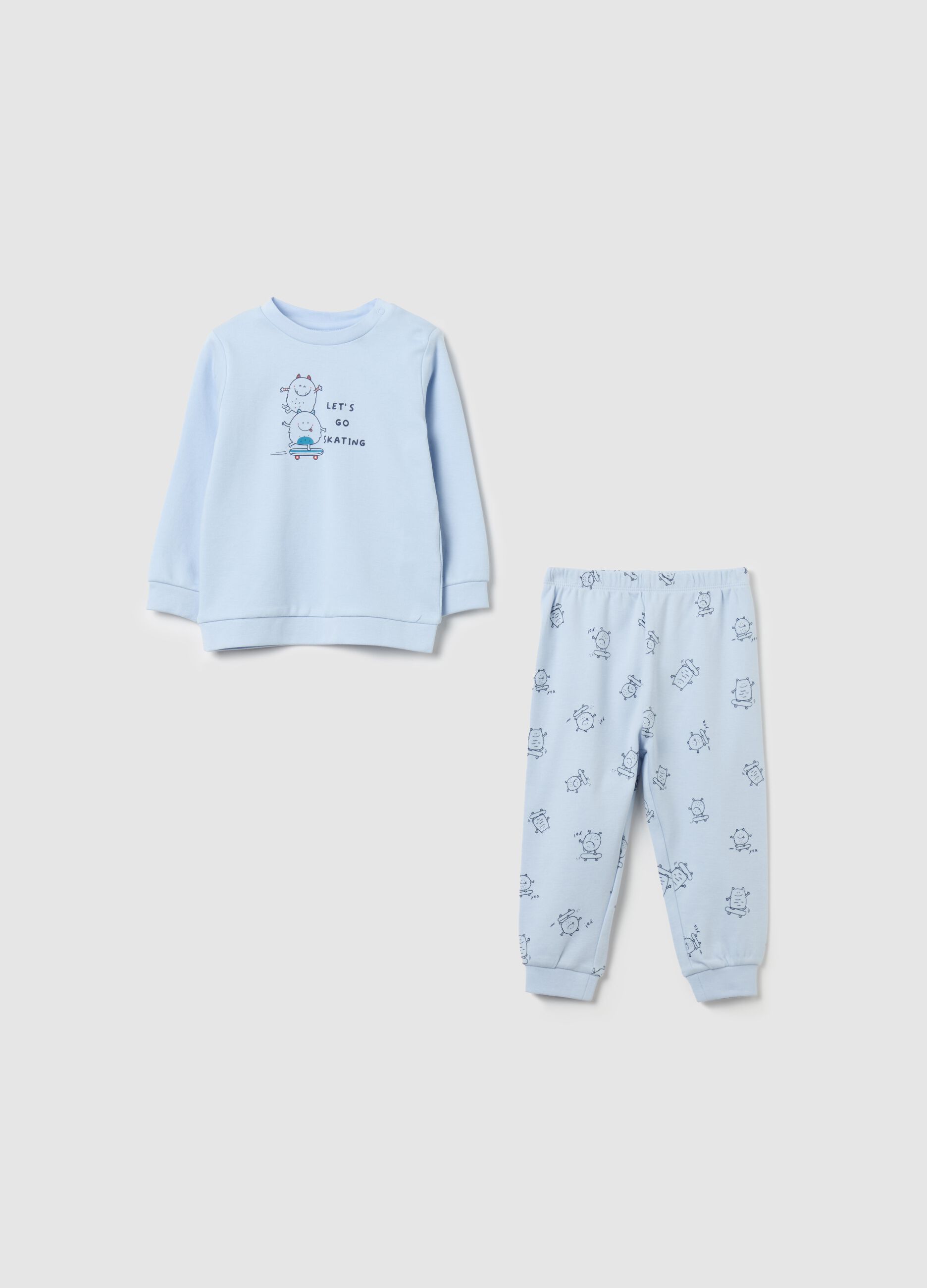 Organic cotton pyjamas with monsters print