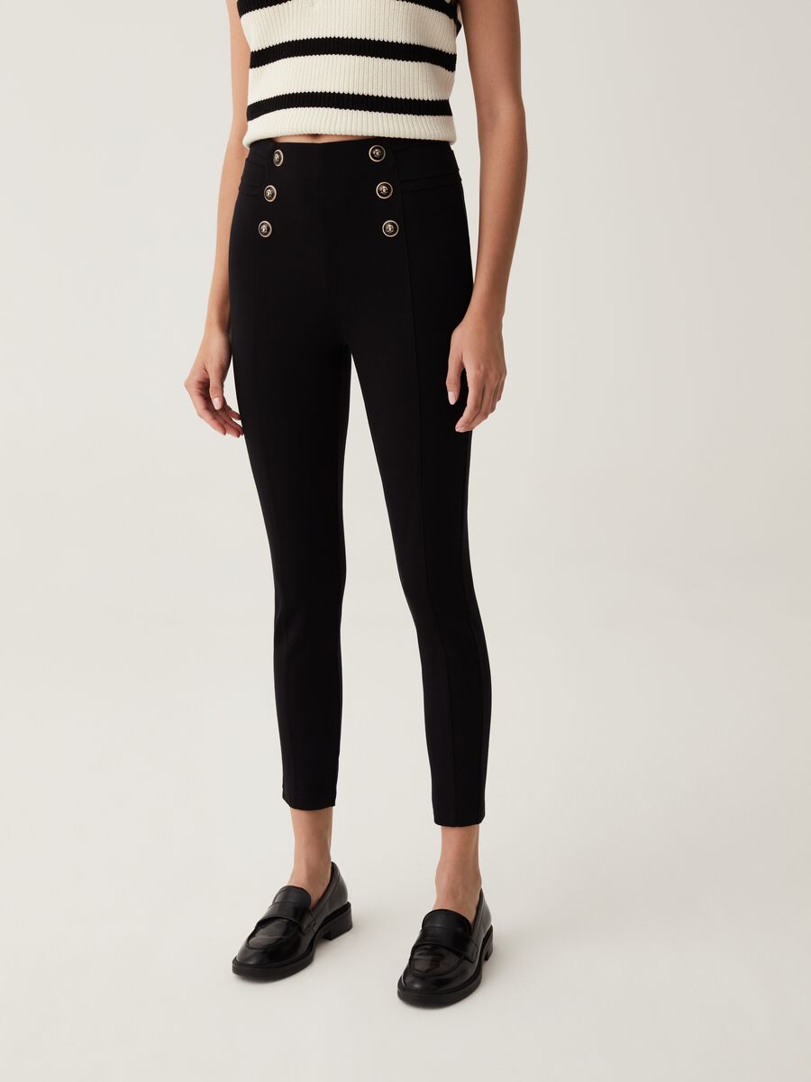 Cropped leggings with buttons_1