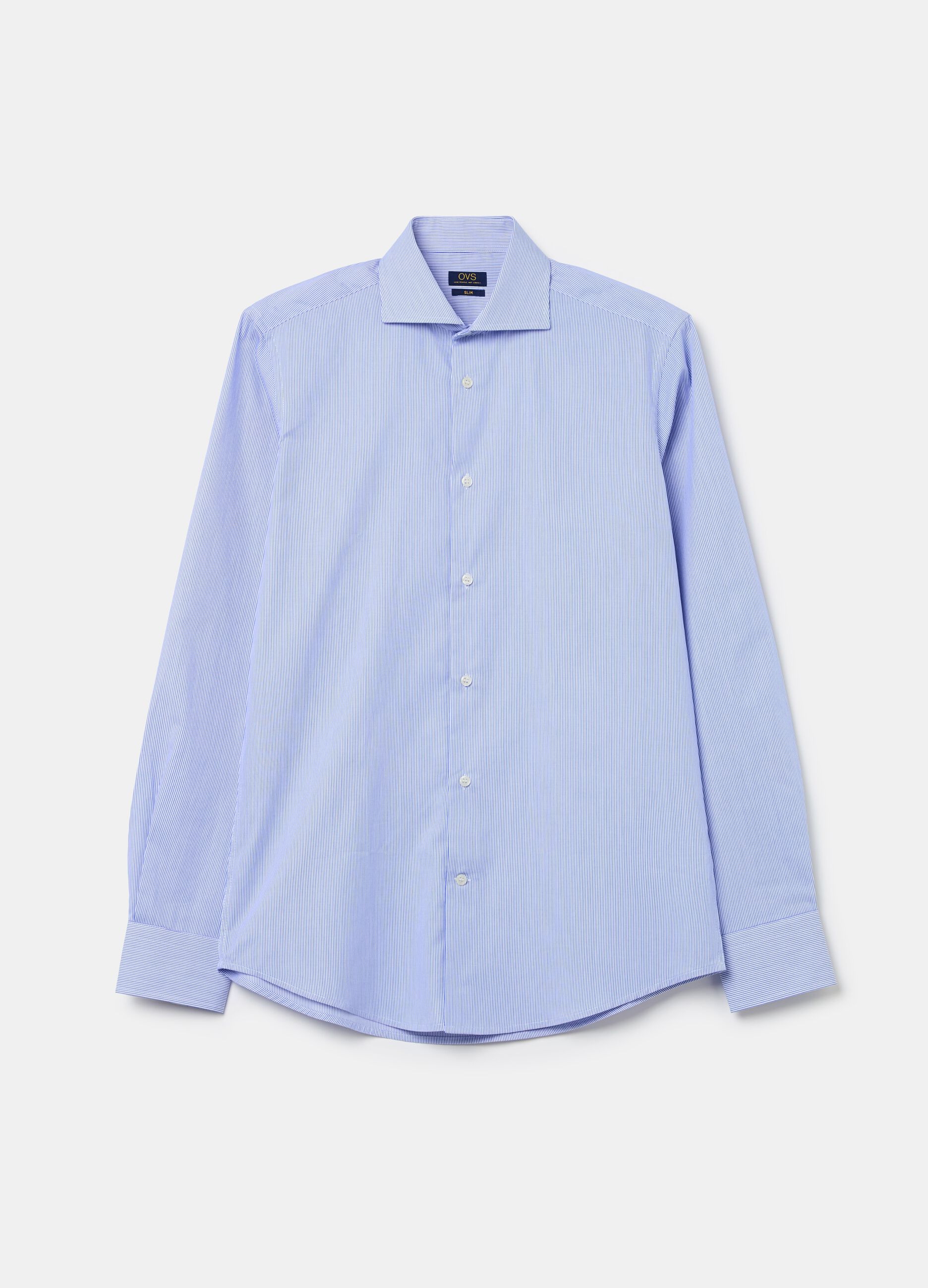 Slim-fit easy-iron pinstripe shirt