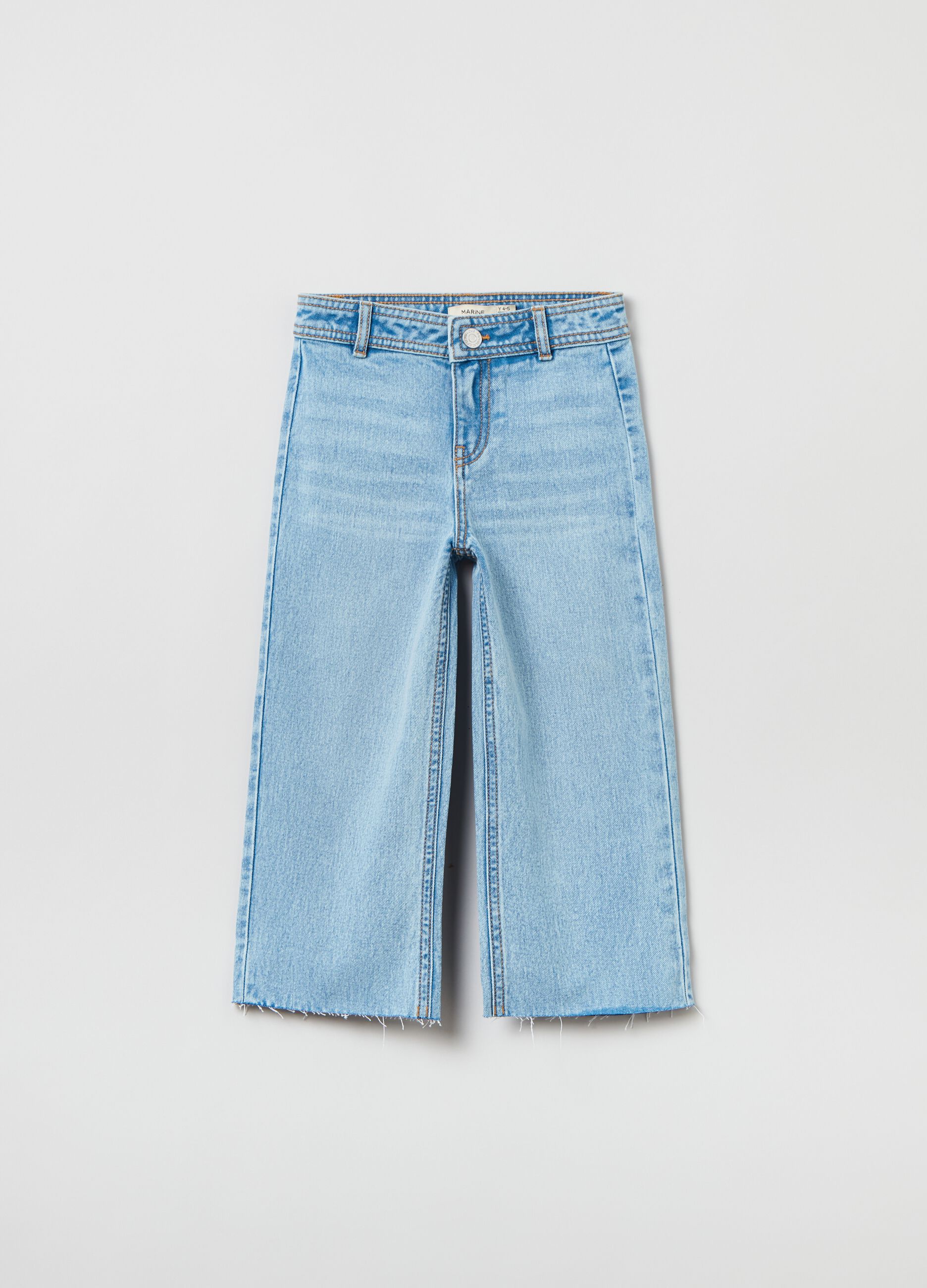 Marine-fit jeans with raw-cut hem