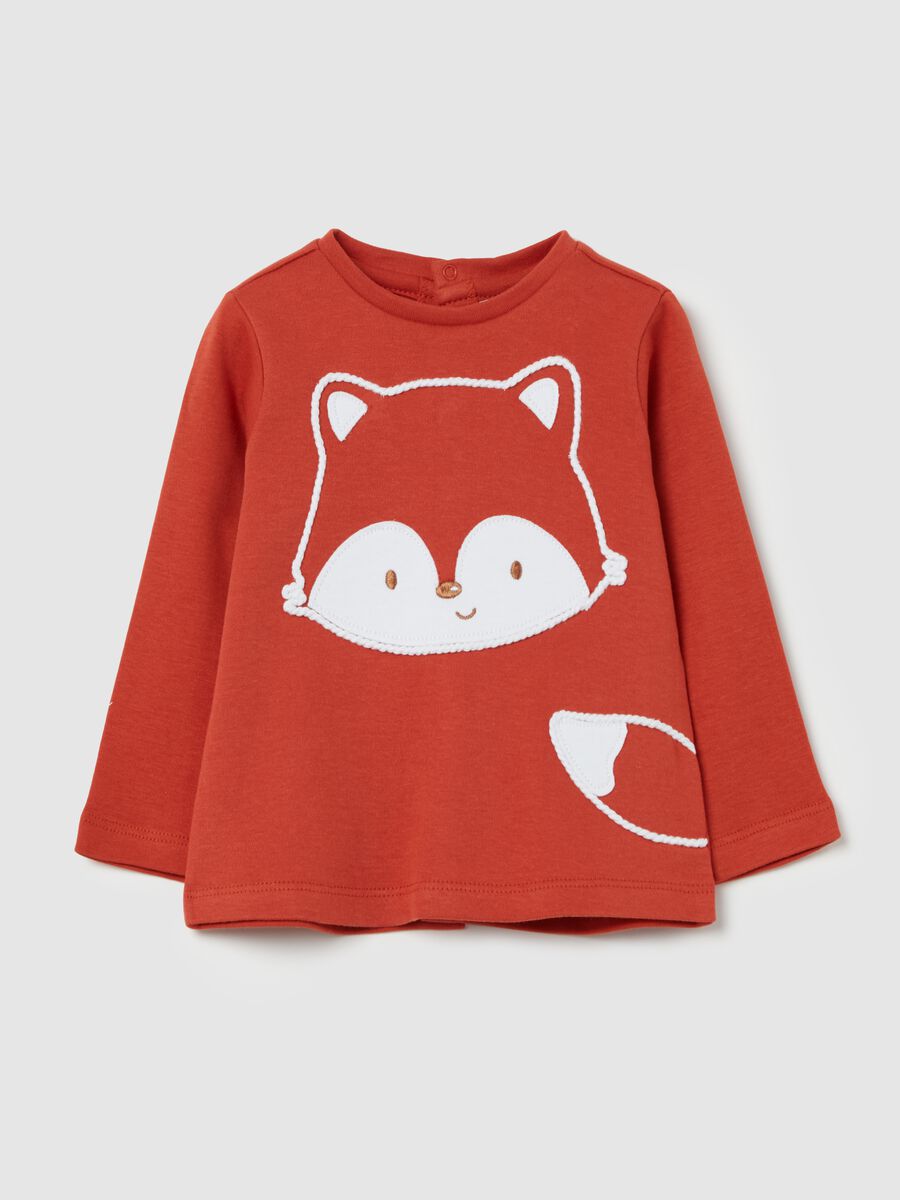 Organic cotton T-shirt with fox application_0