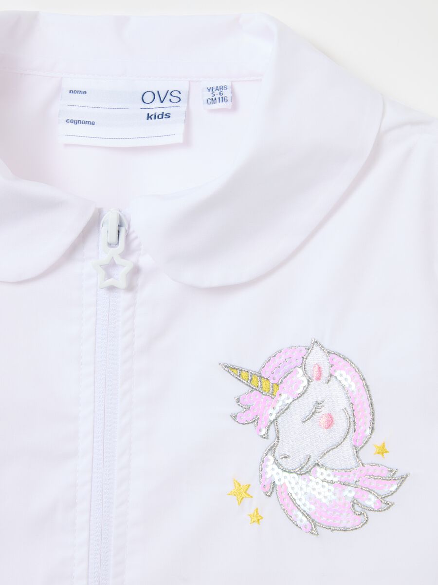 School smock with embroidered unicorn and zip_2