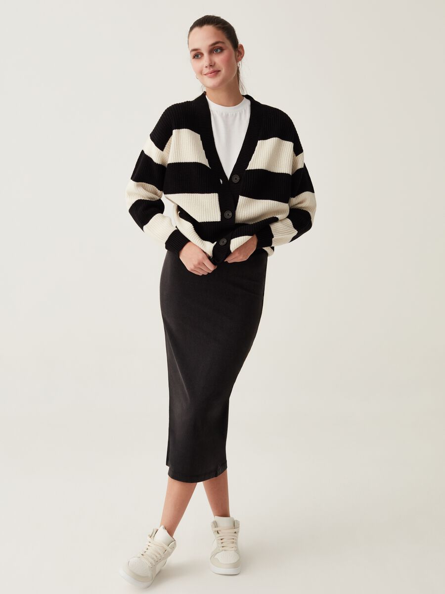 Striped cardigan with V neck_1