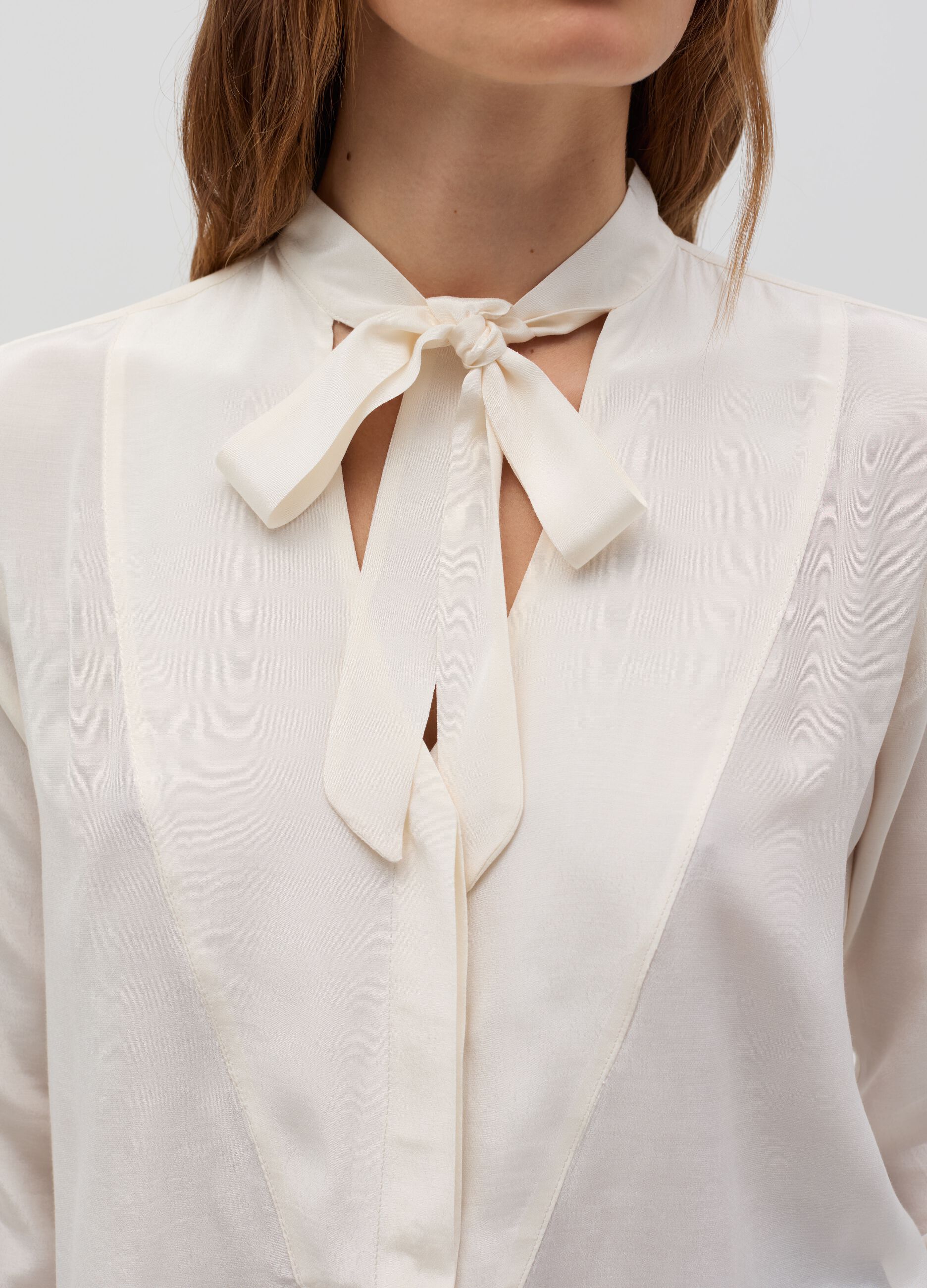 Viscose blouse with bow scarf