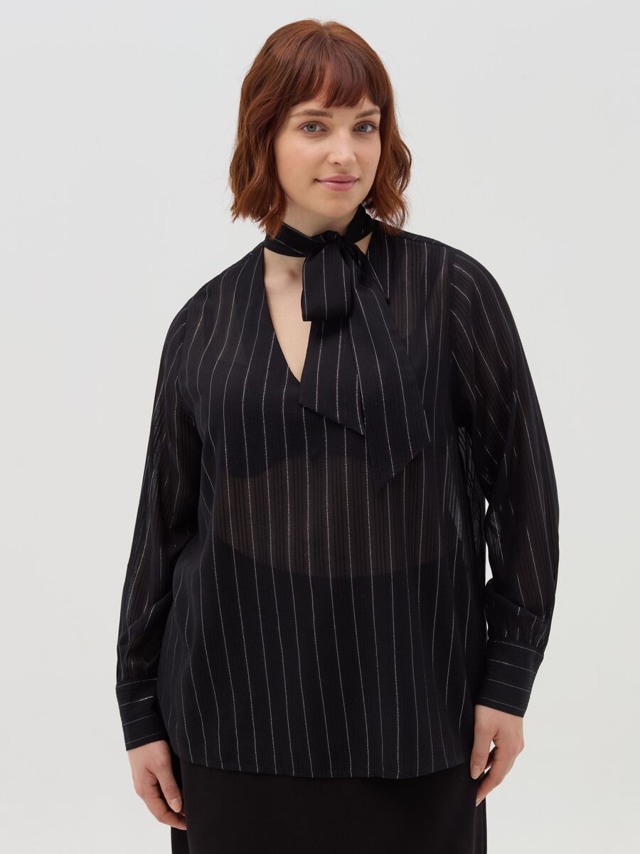 Curvy pinstripe blouse with scarf_1