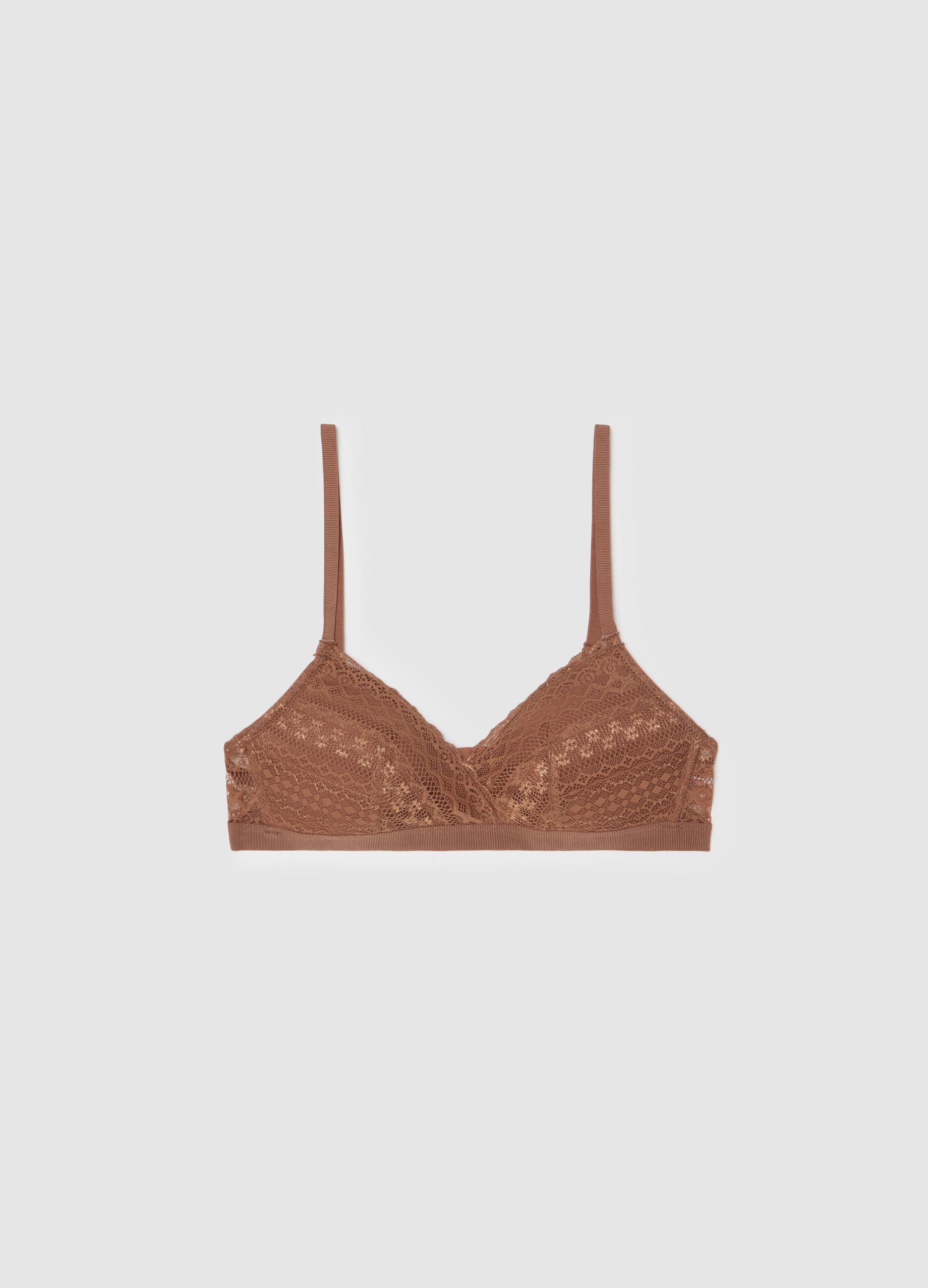 Gloria triangle bra in macramé lace