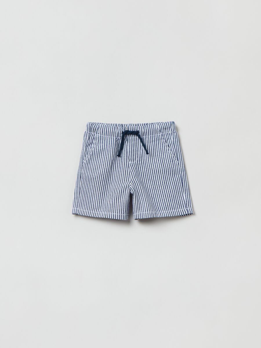Shorts de algodón de rayas teñido en hilo_0