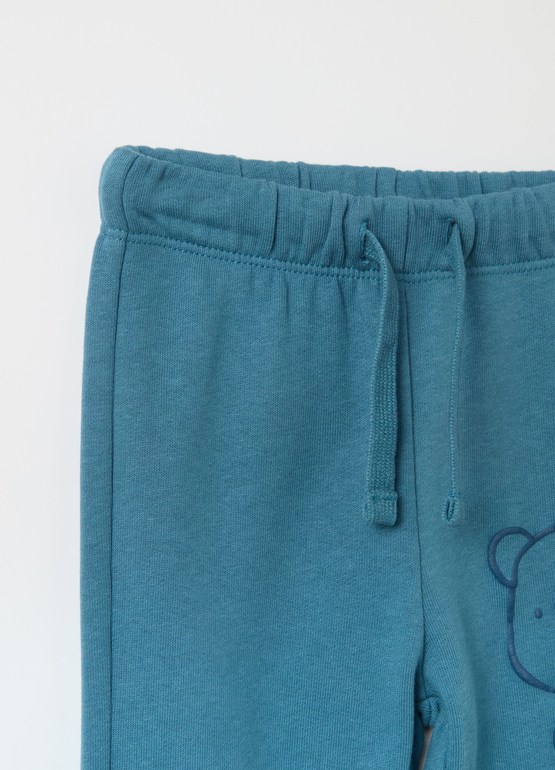 Joggers with drawstring and bear print