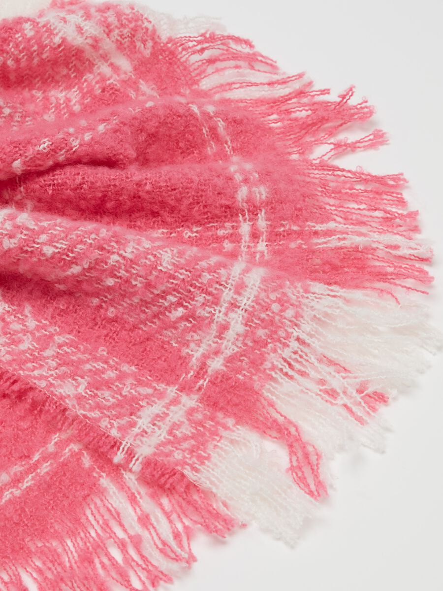 Check pattern scarf with fringe_2