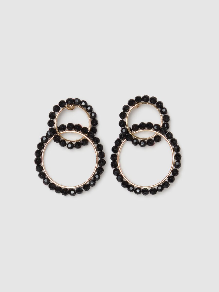 Woven circle earrings with beads_0