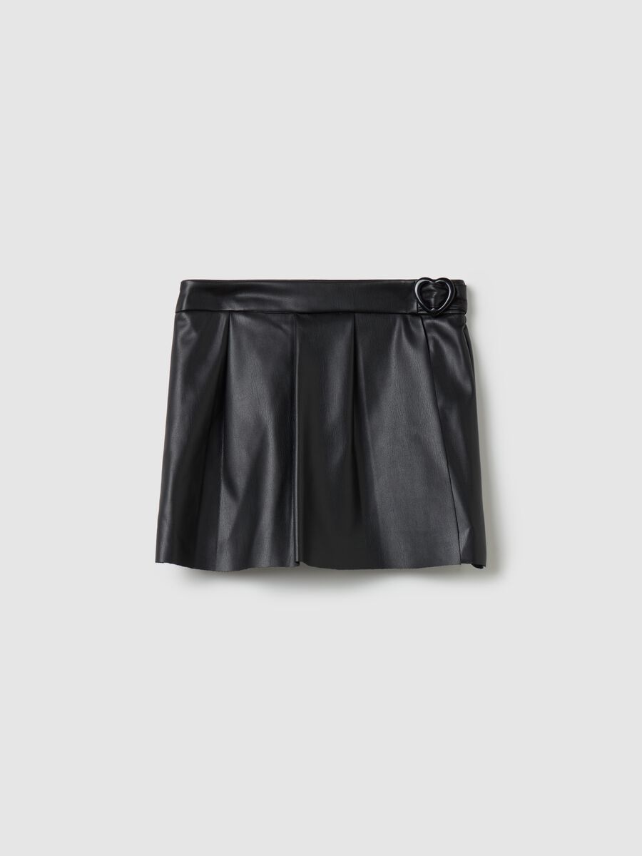 Glossy-effect skort with heart_0