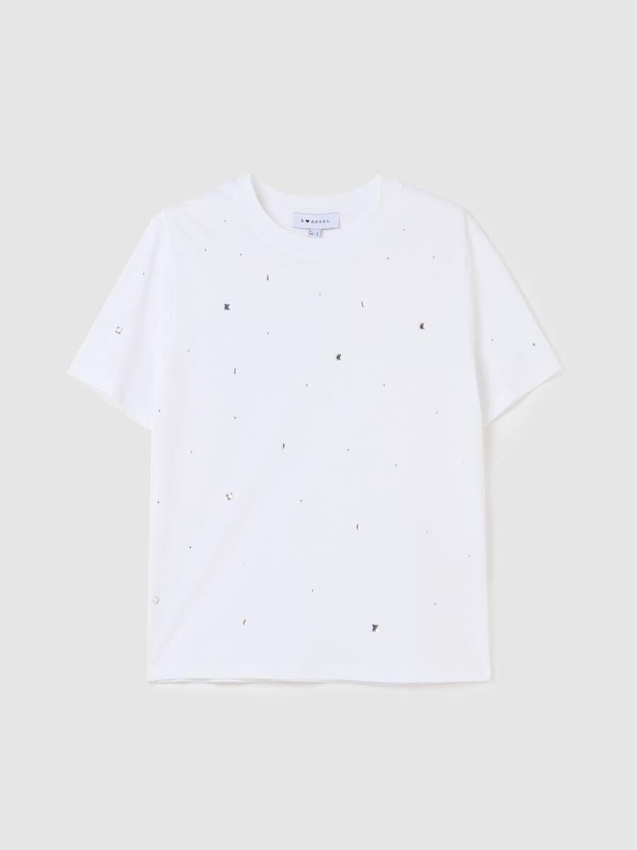 Cotton T-shirt with diamanté motifs_4