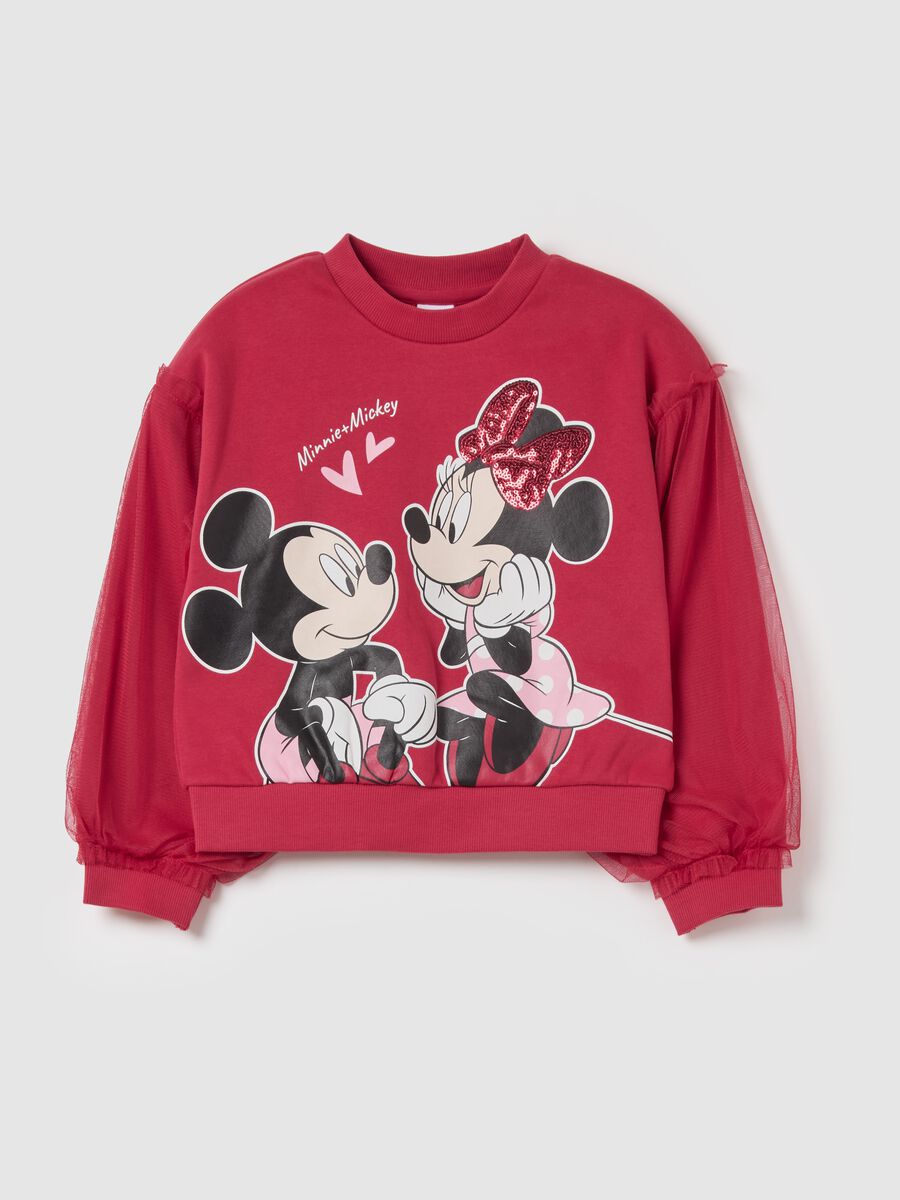 Sweatshirt with "Minnie + Mickey" print and tulle_0